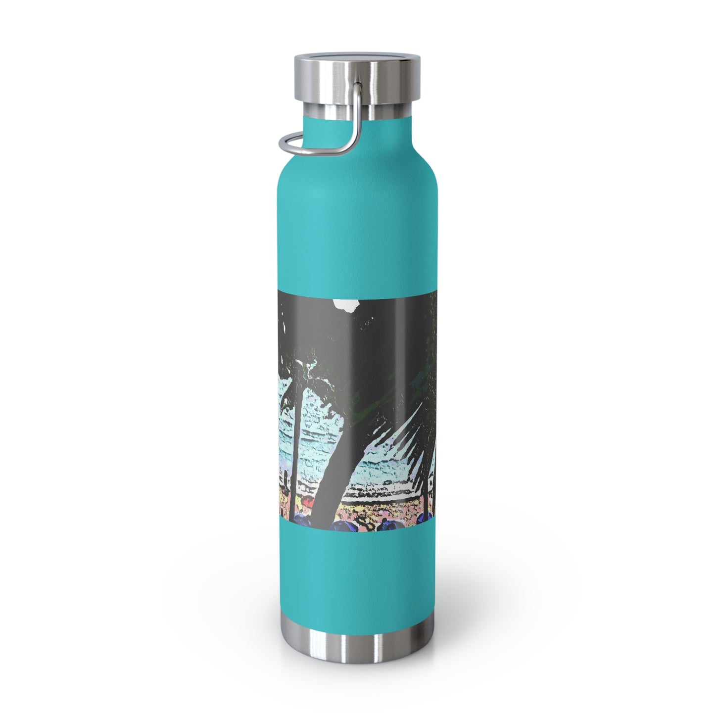 Copper Vacuum Insulated Bottle, 22oz ... "A Beautiful Beach Amongst The Palms" ... The Outrigger Waikiki, Honolulu, Oahu ... Original Works ...