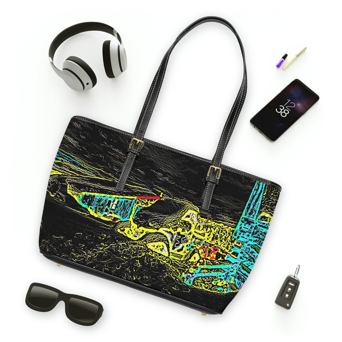 PU Leather Shoulder Bag ... "Snow Vehicle In Snow Storm At-Rest" ... Circa 12Mar23 ... Central Idaho ... 18-Hours Rendering Time: Original Works ...