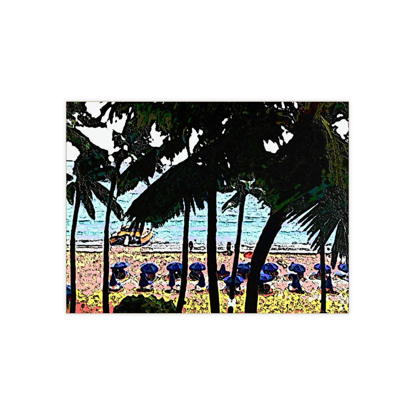 Ceramic Photo Tile ... "A Beautiful Beach Amongst The Palms" ... The Outrigger Waikiki, Honolulu, Oahu ... Original Works ...