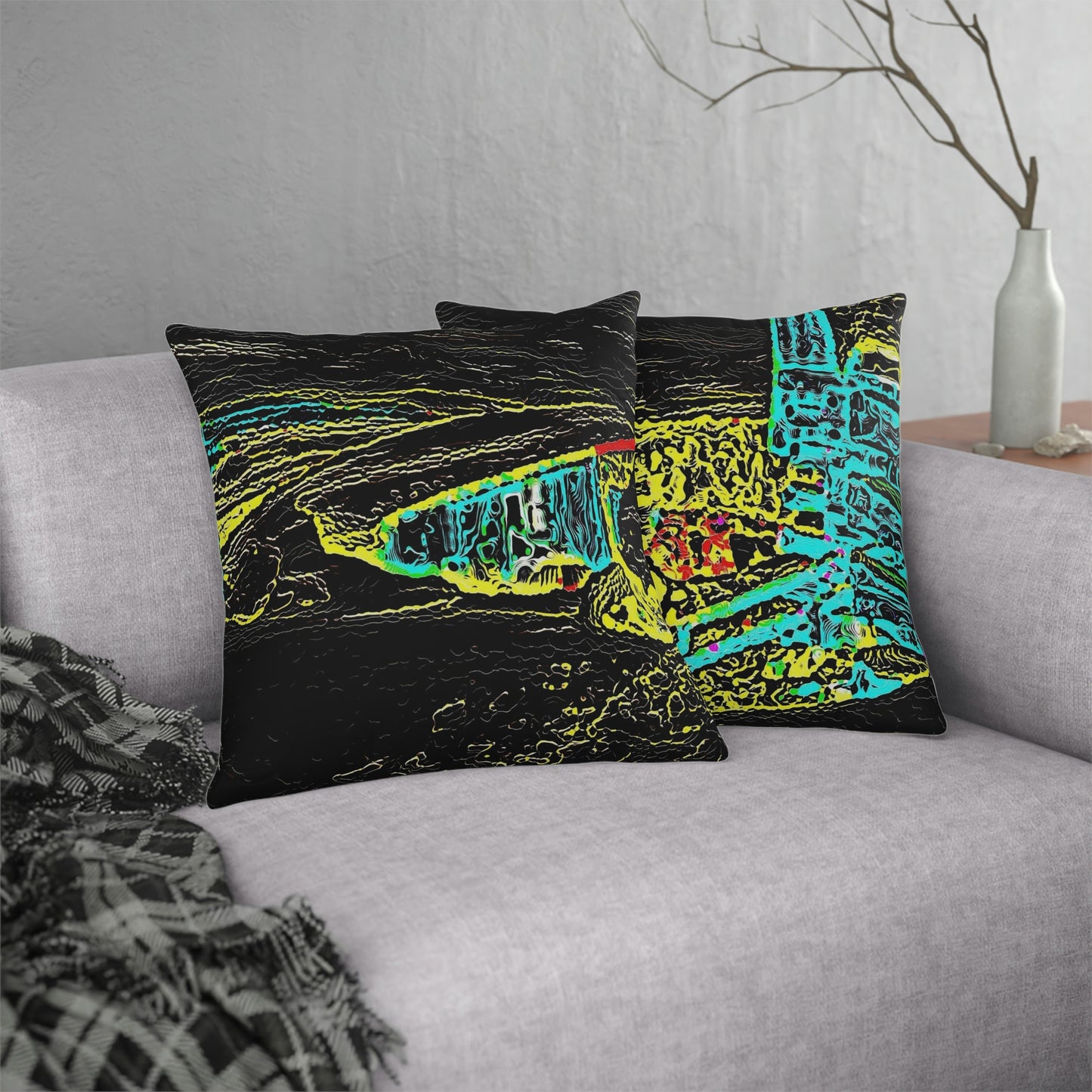 Waterproof Pillows ...  "Snow Vehicle In Snow Storm At-Rest" ... Circa 12Mar23 ... Central Idaho ... 18-Hours Rendering Time: Original Works ...