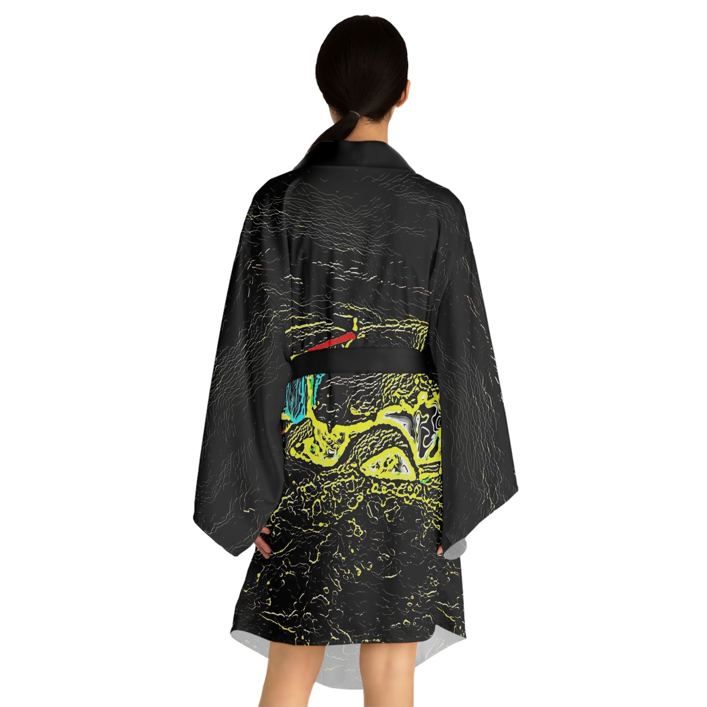 Long Sleeve Kimono Robe (AOP) ... "Snow Vehicle In Snow Storm At-Rest" ... Circa 12Mar23 ... Central Idaho ... 18-Hours Rendering Time: Original Works ...