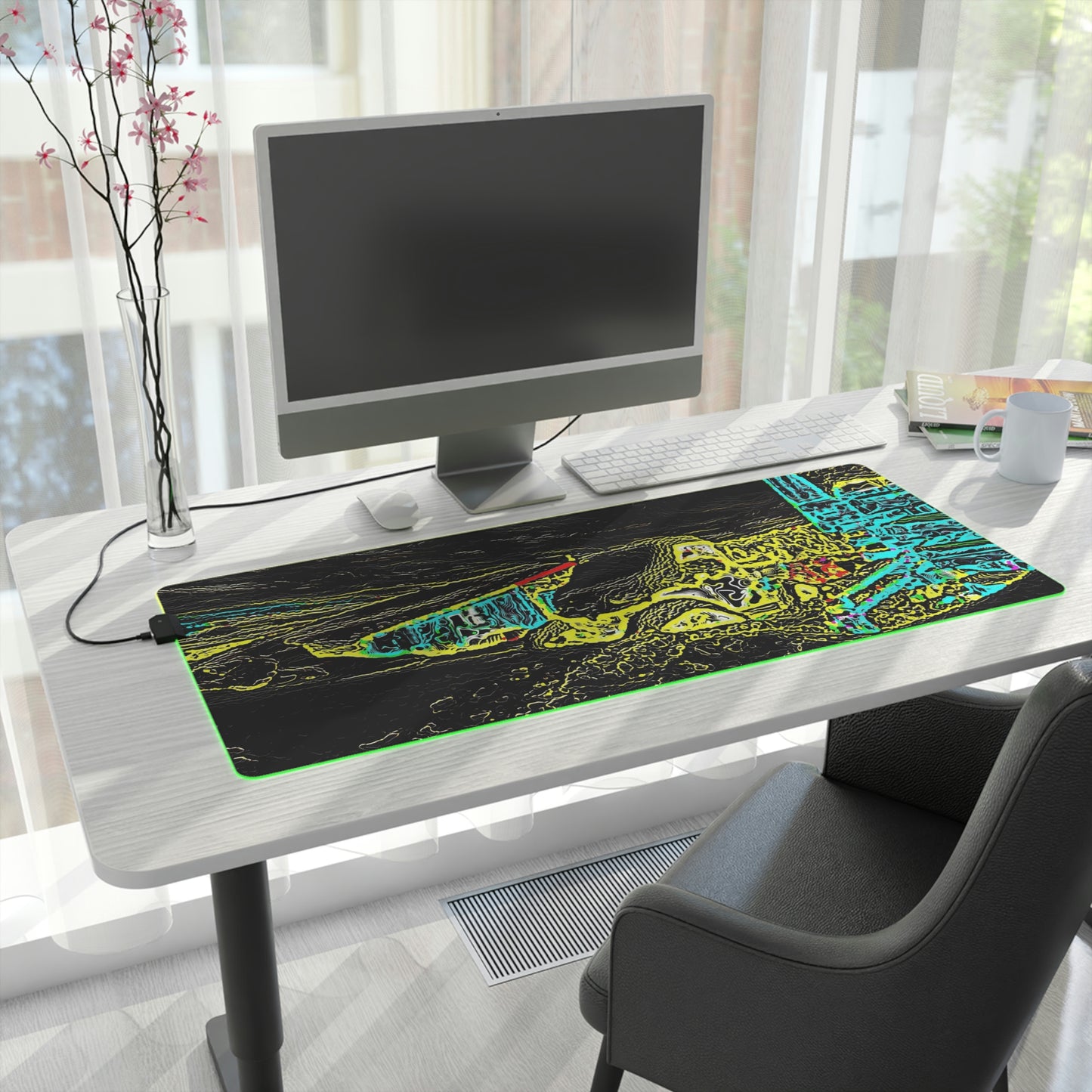LED Gaming Mouse Pad ... "Snow Vehicle In Snow Storm At-Rest" ... Circa 12Mar23 ... Central Idaho ... 18-Hours Rendering Time: Original Works ...