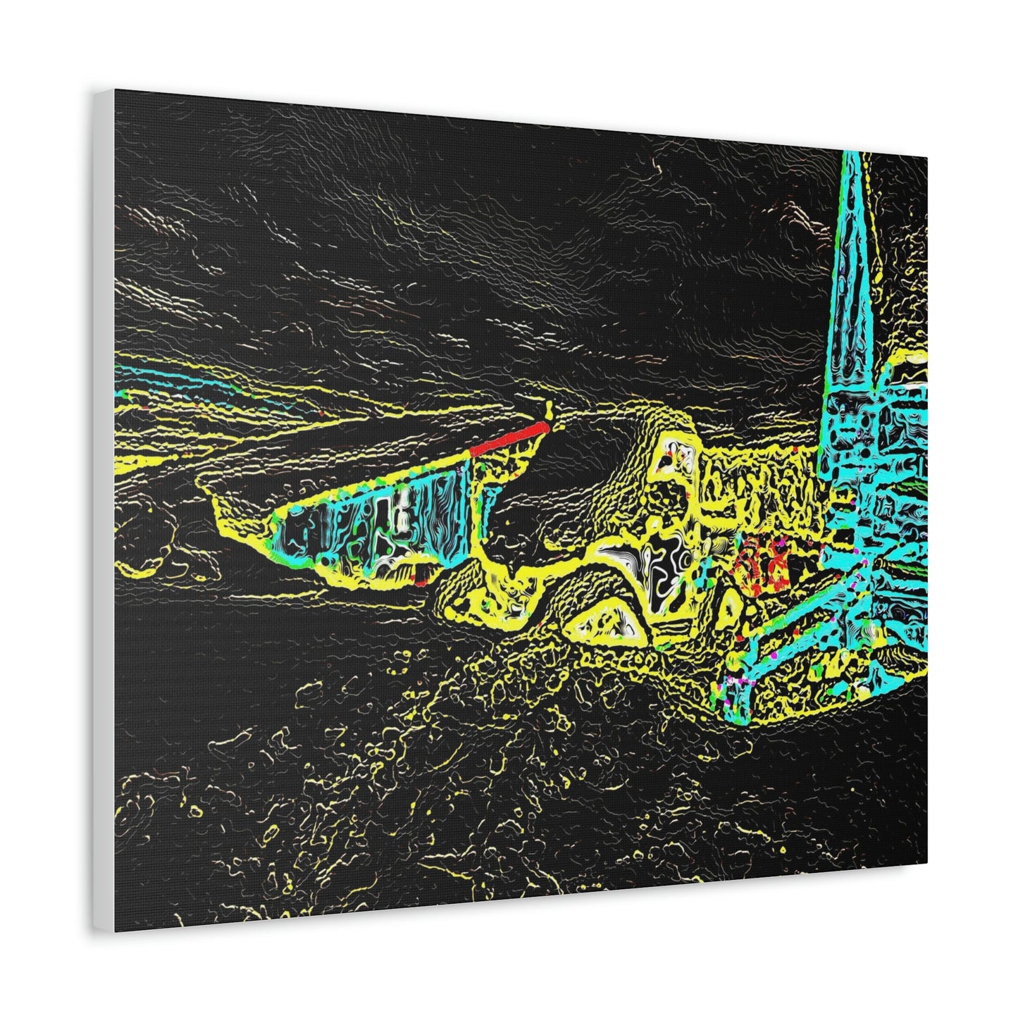 Satin Canvas, Stretched ... "Snow Vehicle In Snow Storm At-Rest" ... Circa 12Mar23 ... Central Idaho ... 18-Hours Rendering Time: Original Works ...
