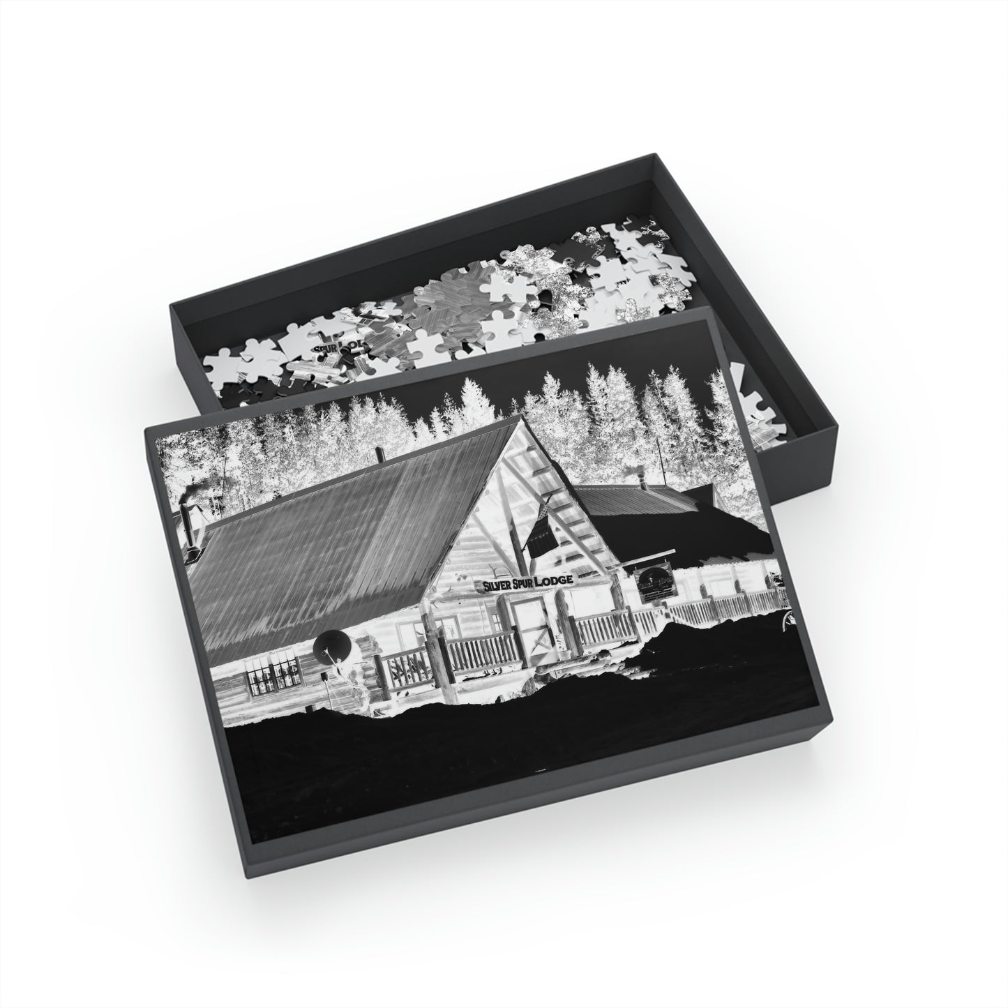 Puzzle (96, 252, 500, 1000-Piece) ... A Beautiful Lodge & Back-Country Outfitter In A Mountain Town ... 'Dixie, Idaho, November 2022' ... Original Works ...