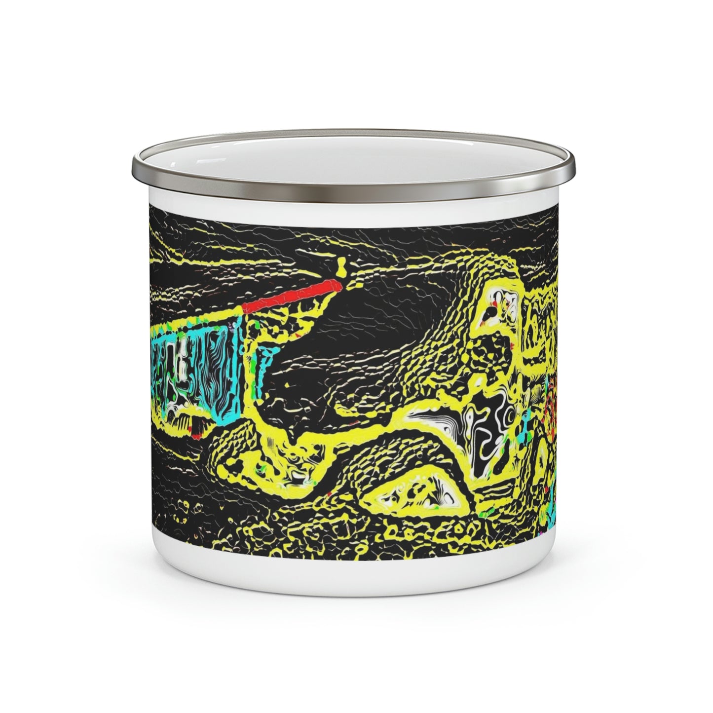 Enamel Camping Mug ... "Snow Vehicle In Snow Storm At-Rest" ... Circa 12Mar23 ... Central Idaho ... 18-Hours Rendering Time: Original Works ...