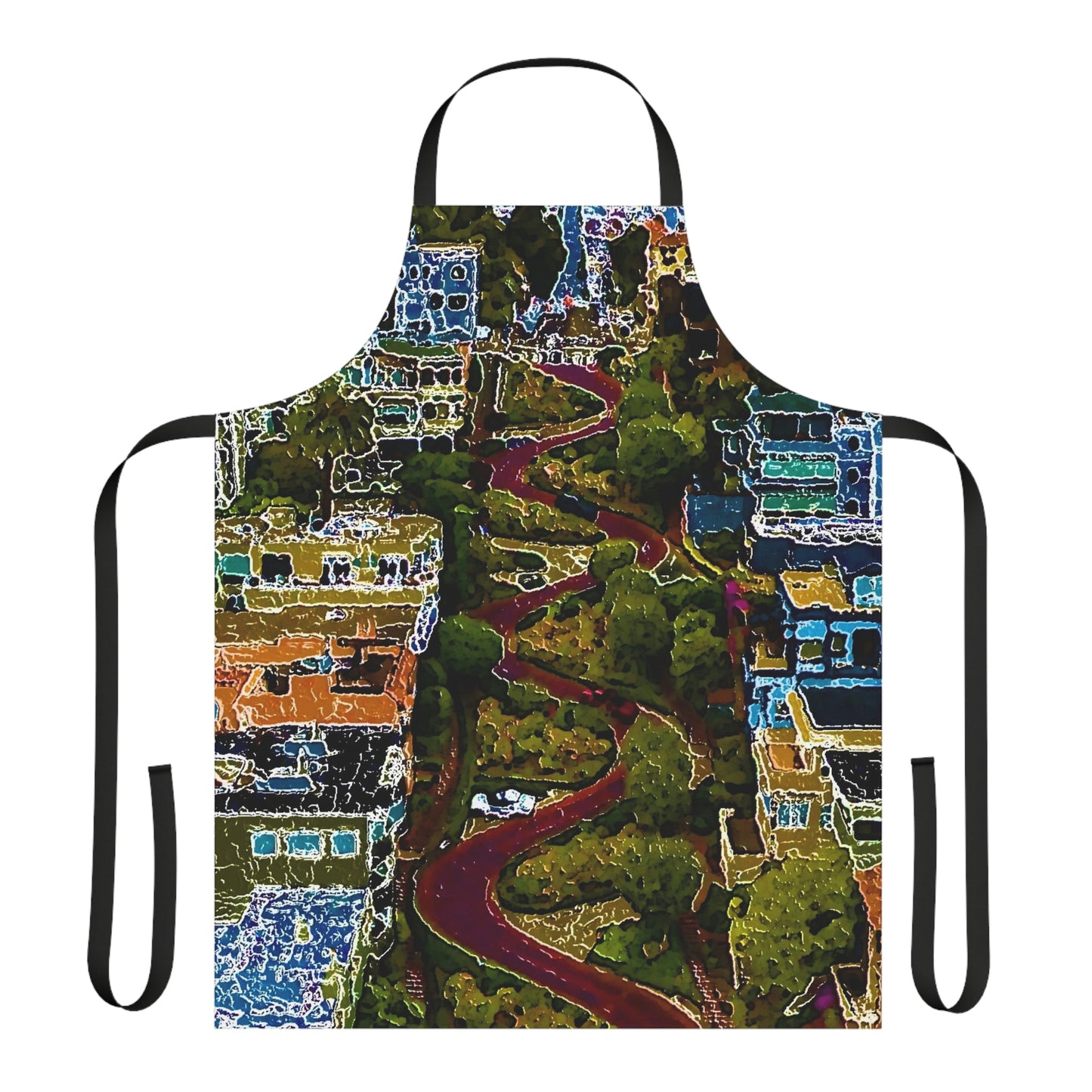 Apron (AOP) ... A Crazy Street ... 'Eight Winding Curve-Switchbacks' ... "Lombard Street, San Francisco, CA' ... Family Archives: 1970's ... Original Works ...
