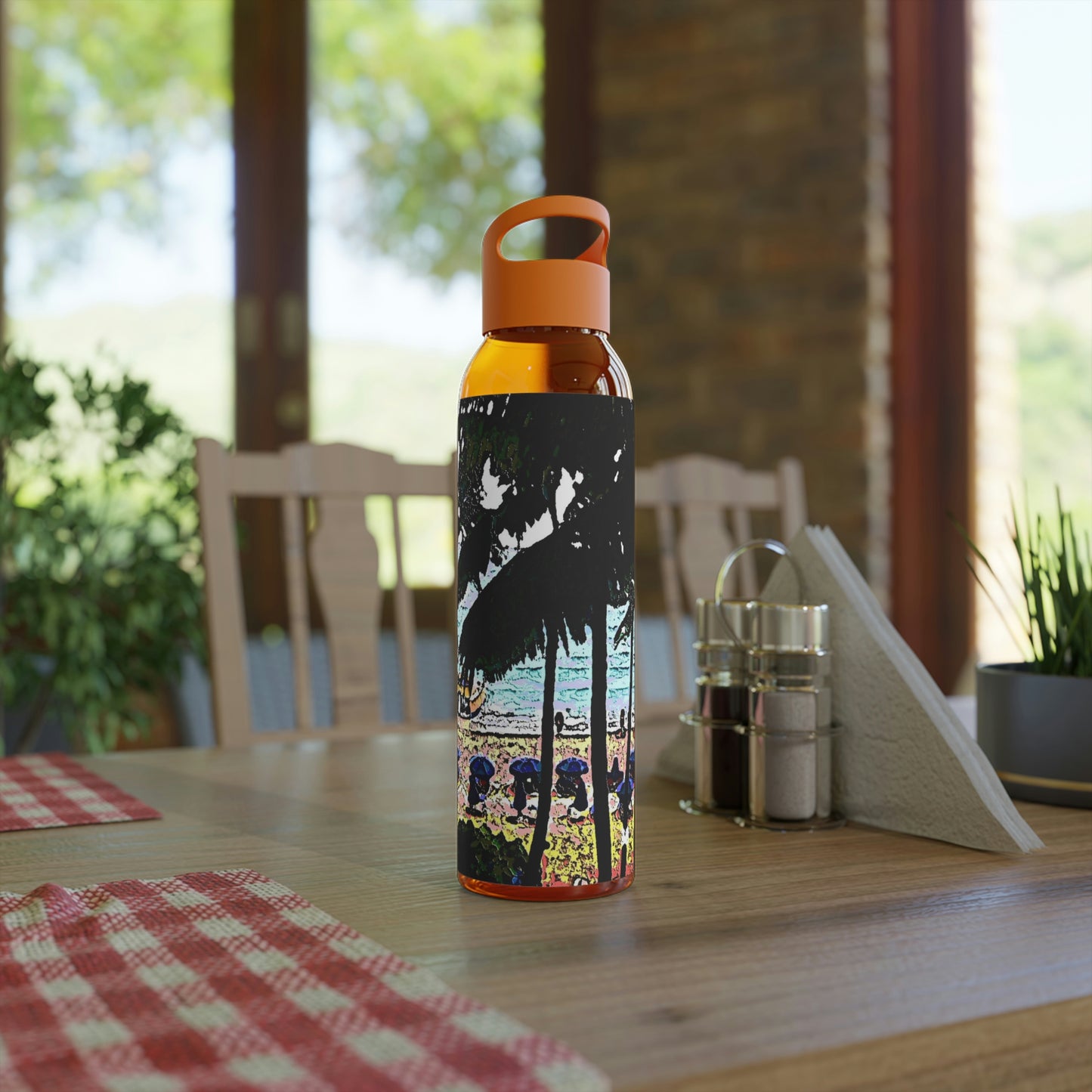 Sky Water Bottle ... "A Beautiful Beach Amongst The Palms" ... The Outrigger Waikiki, Honolulu, Oahu ... Original Works ...