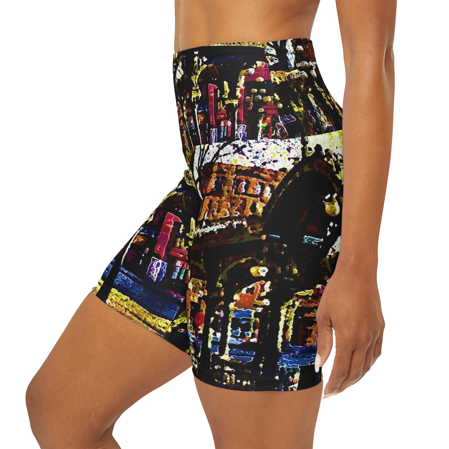 High Waisted Yoga Shorts ... A Very Fine Place To Meet ... To Catch The Bus ... 'To Find A Friend' .. Just-To-Hangout ... Dr FJHolt Base Photo ... Original Works ...