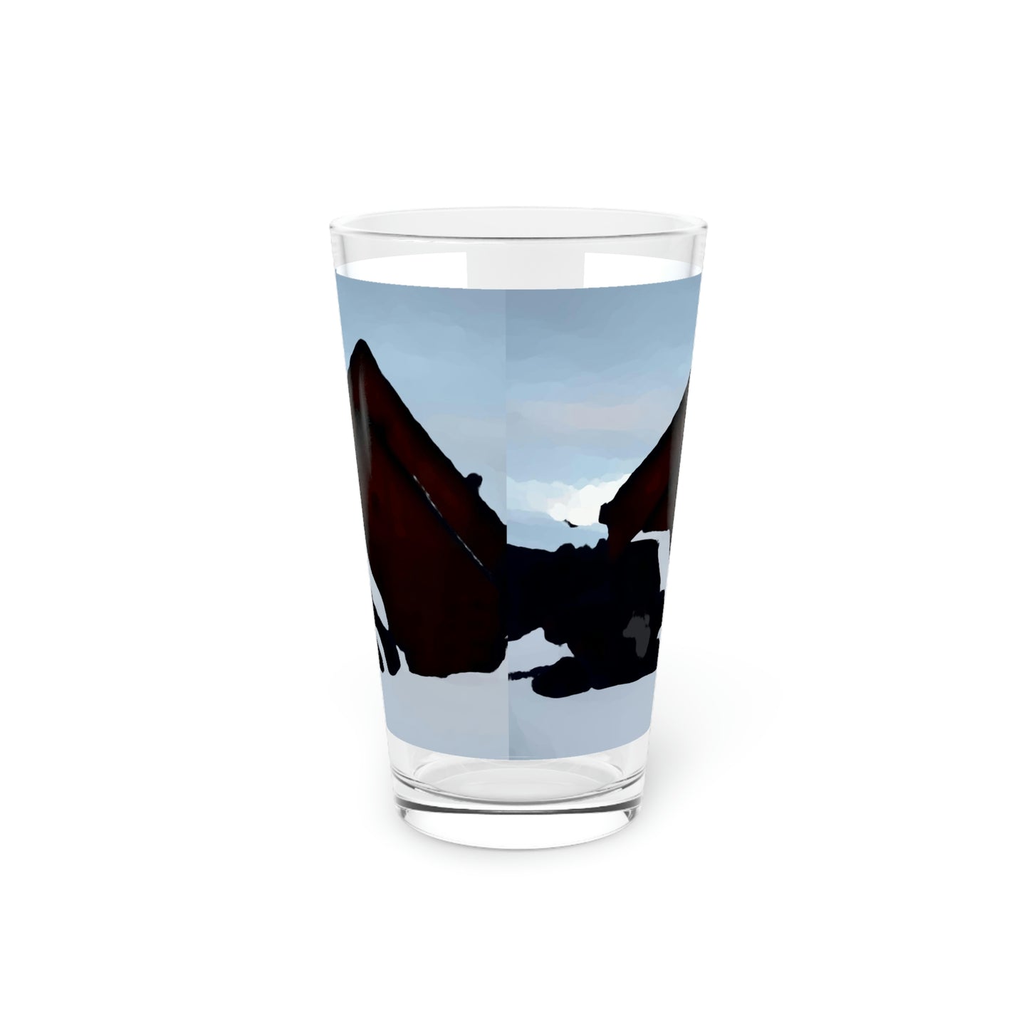 Pint Glass, 16oz ... After An Intense Snow Storm ... 'Digging Out' ... A Vehicle & Cabin "In The Mountains" ... March 2023 ... Original Works ...