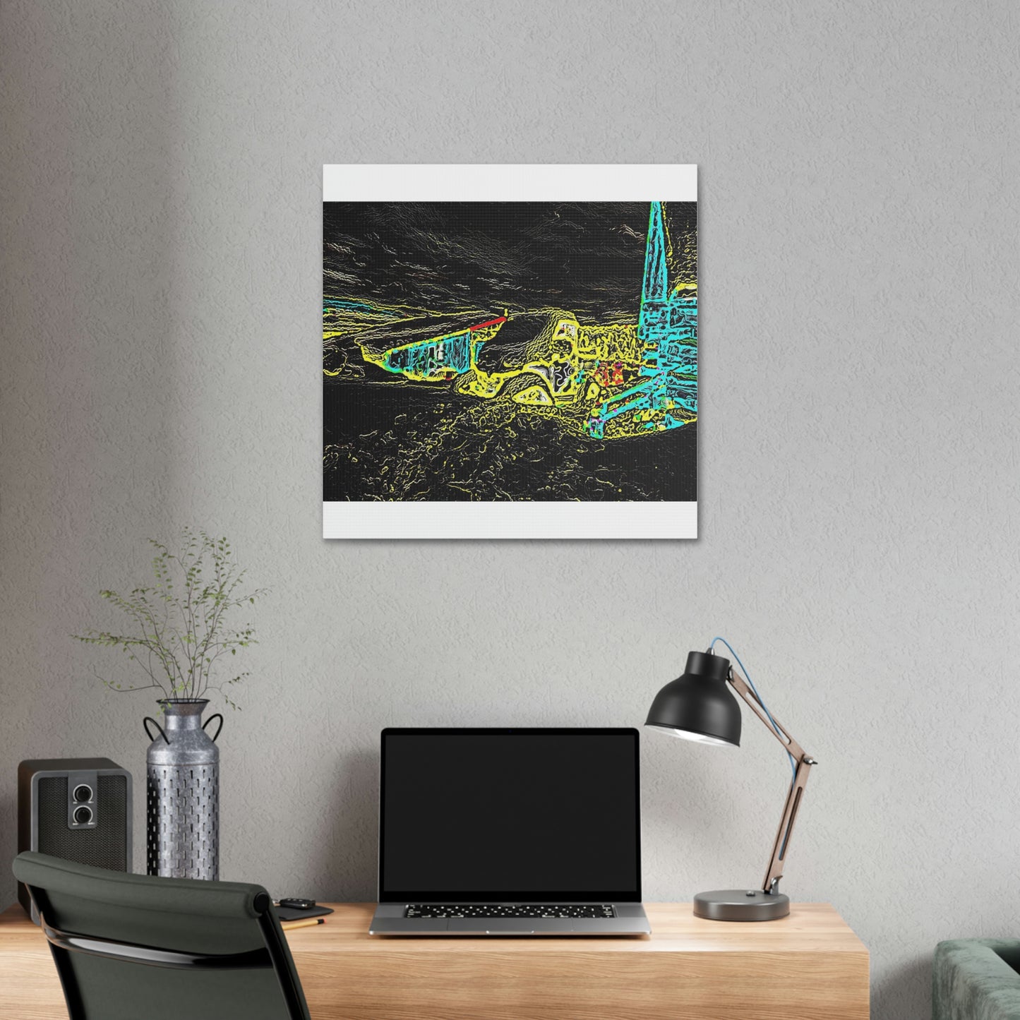Polyester Canvas ... "Snow Vehicle In Snow Storm At-Rest" ... Circa 12Mar23 ... Central Idaho ... 18-Hours Rendering Time: Original Works ...