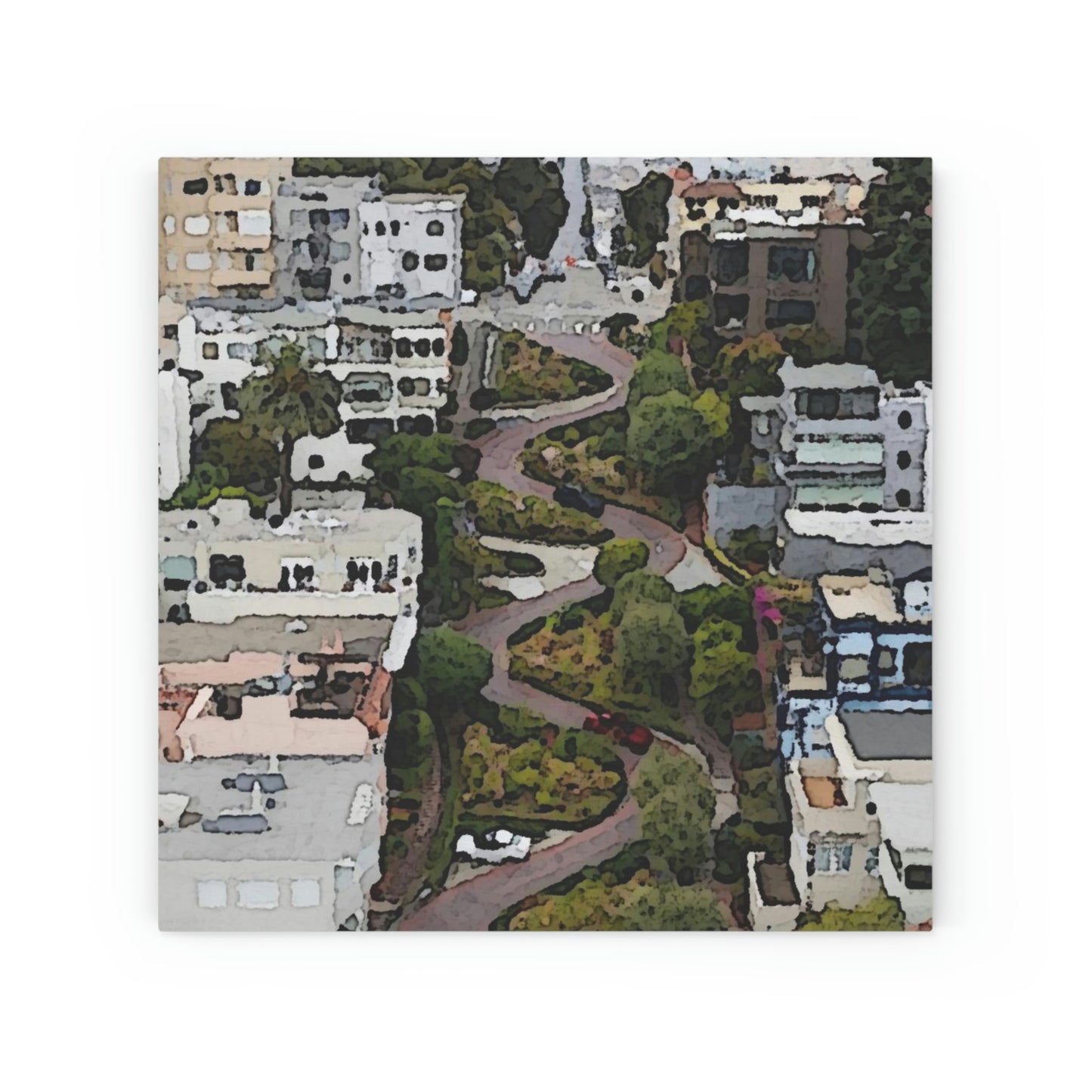 Wood Canvas ... A Crazy Street ... 'Eight Winding Curve-Switchbacks' ... "Lombard Street, San Francisco, CA' ... Family Archives: 1970's ... Original Works ...