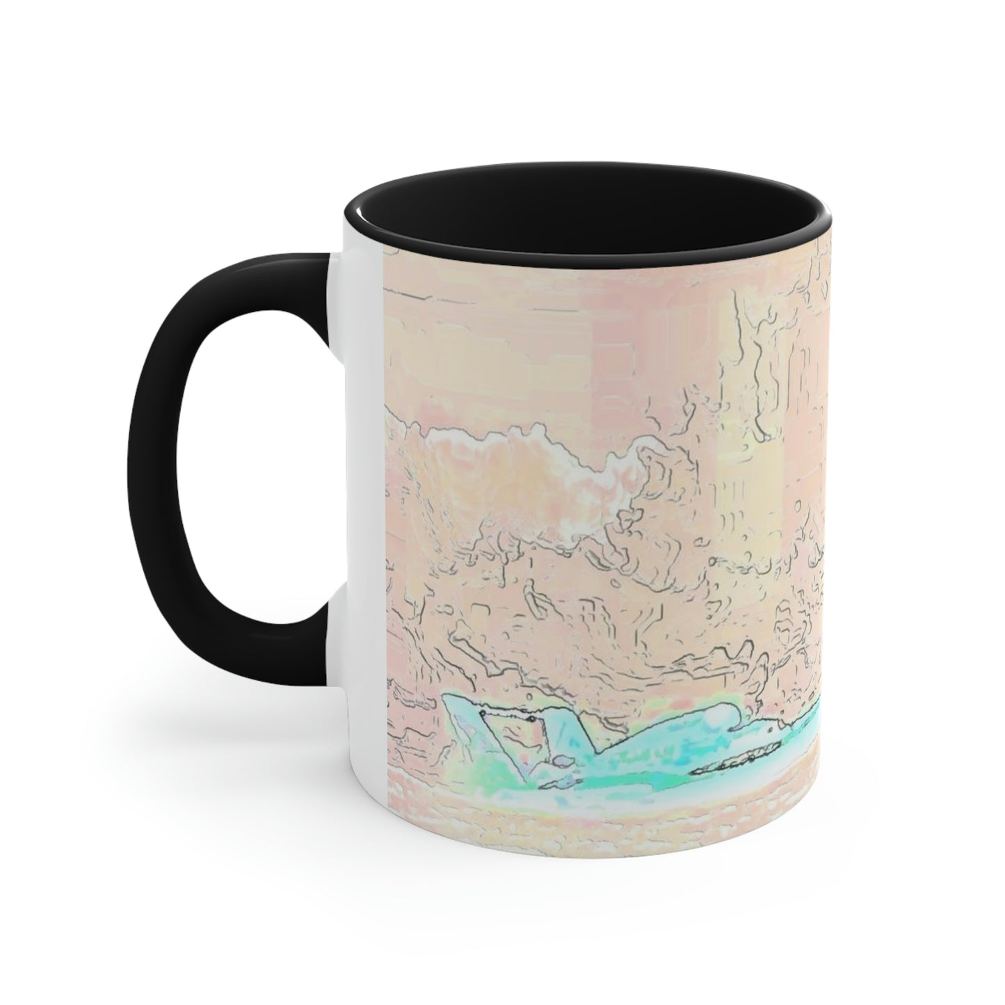 Accent Coffee Mug, 11oz ... Seattle Columbia Cup On Lake Washington ... "Dave Wilcox Heads For The Win" ... Associate Gift-Photo ... Original Works ...