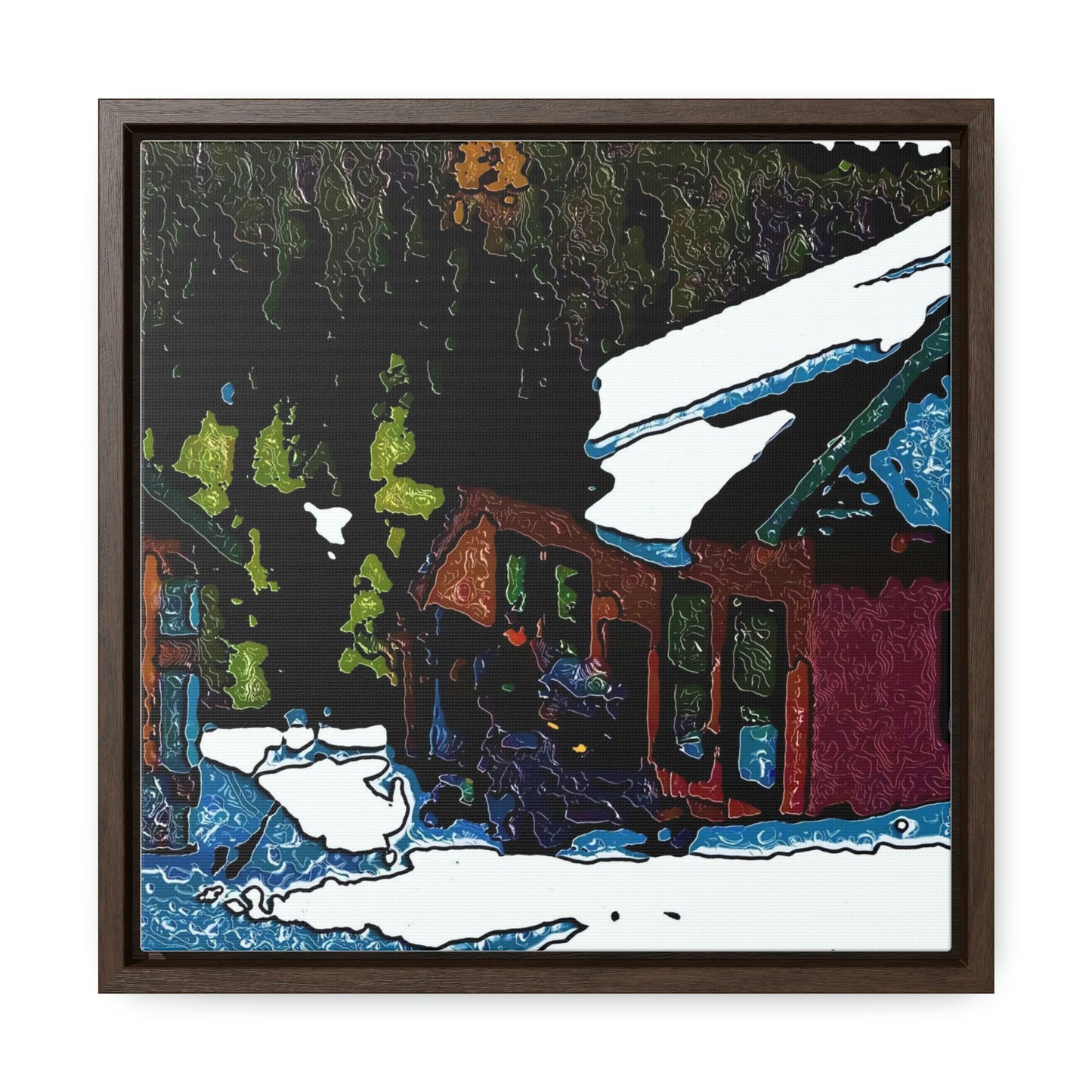 Gallery Canvas Wraps, Square Frame ... "A Rider Passeth-Through-It" ... Colors Galore & A Bit Of Impressionism ... Original Works. Winter 2021. Central Idaho. Rendering Time: 12 Hours ...