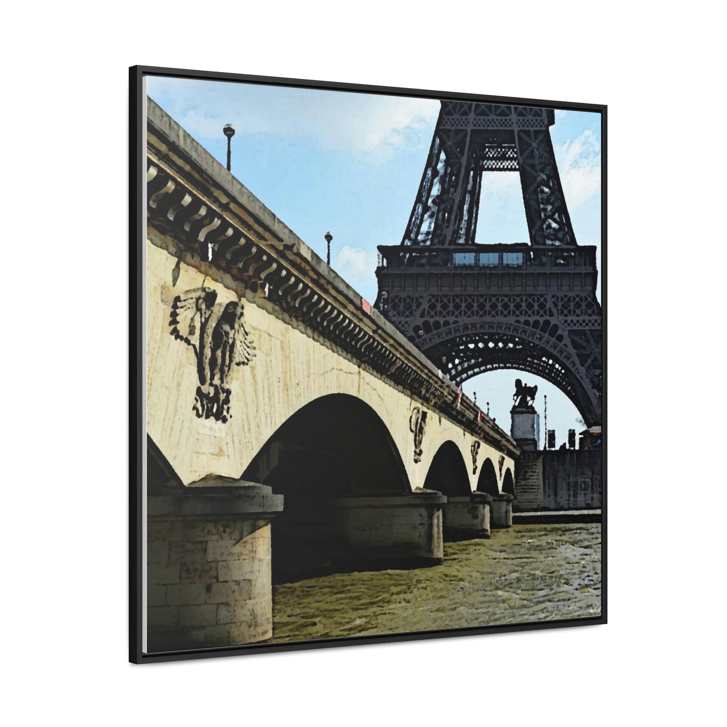 Gallery Canvas Wraps, Square Frame ...  Le Tour D'Eiffel ..."Along The Water" ... Barbara Joan Bonnell-Holt ... Le Voyage De Paris: 1972 ... Original Works ...