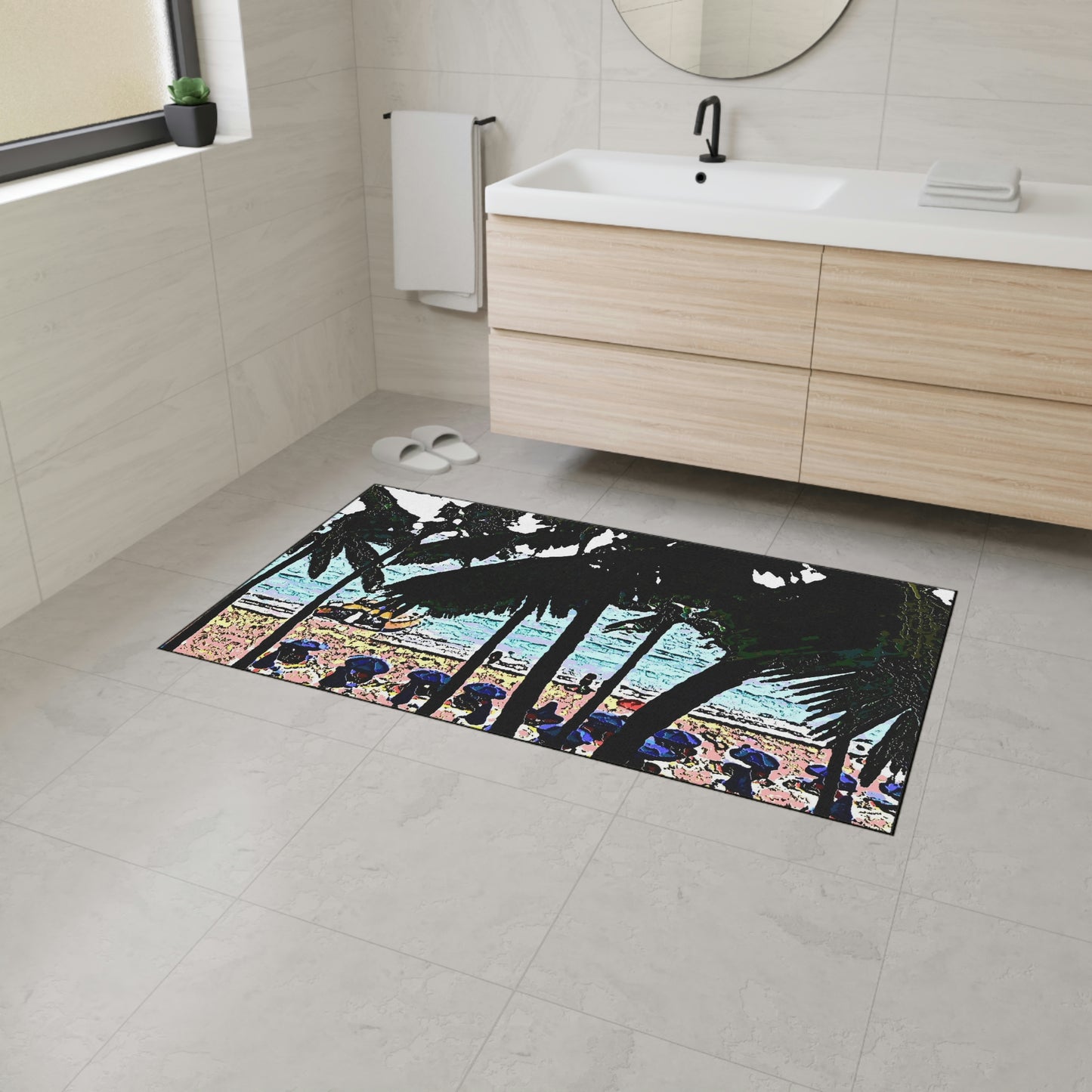 Heavy Duty Floor Mat ... "A Beautiful Beach Amongst The Palms" ... The Outrigger Waikiki, Honolulu, Oahu ... Original Works ...