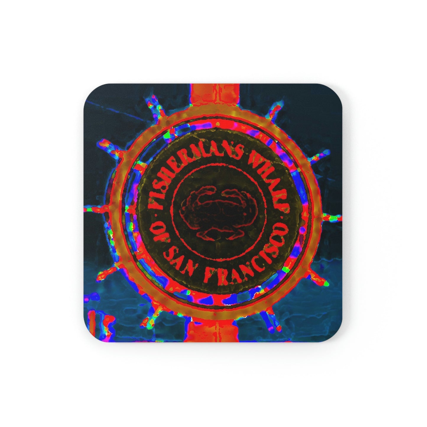 Cork Back Coaster ... "No.9 Fishermen's Grotto - Fishermen's Wharf, SF, California" ... Family Archives: 1970's ... Original Works ...