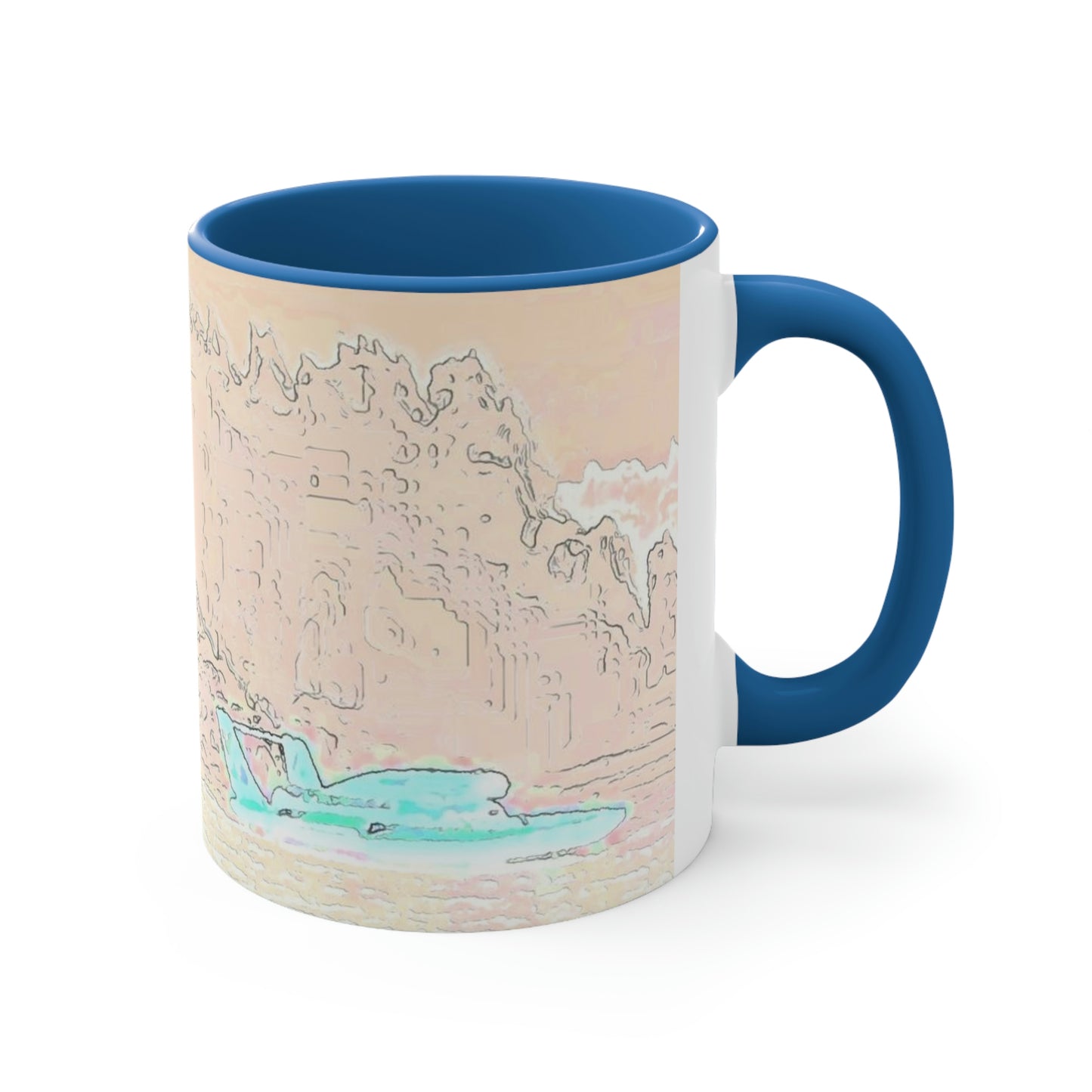 Accent Coffee Mug, 11oz ... Seattle Columbia Cup On Lake Washington ... "Dave Wilcox Heads For The Win" ... Associate Gift-Photo ... Original Works ...