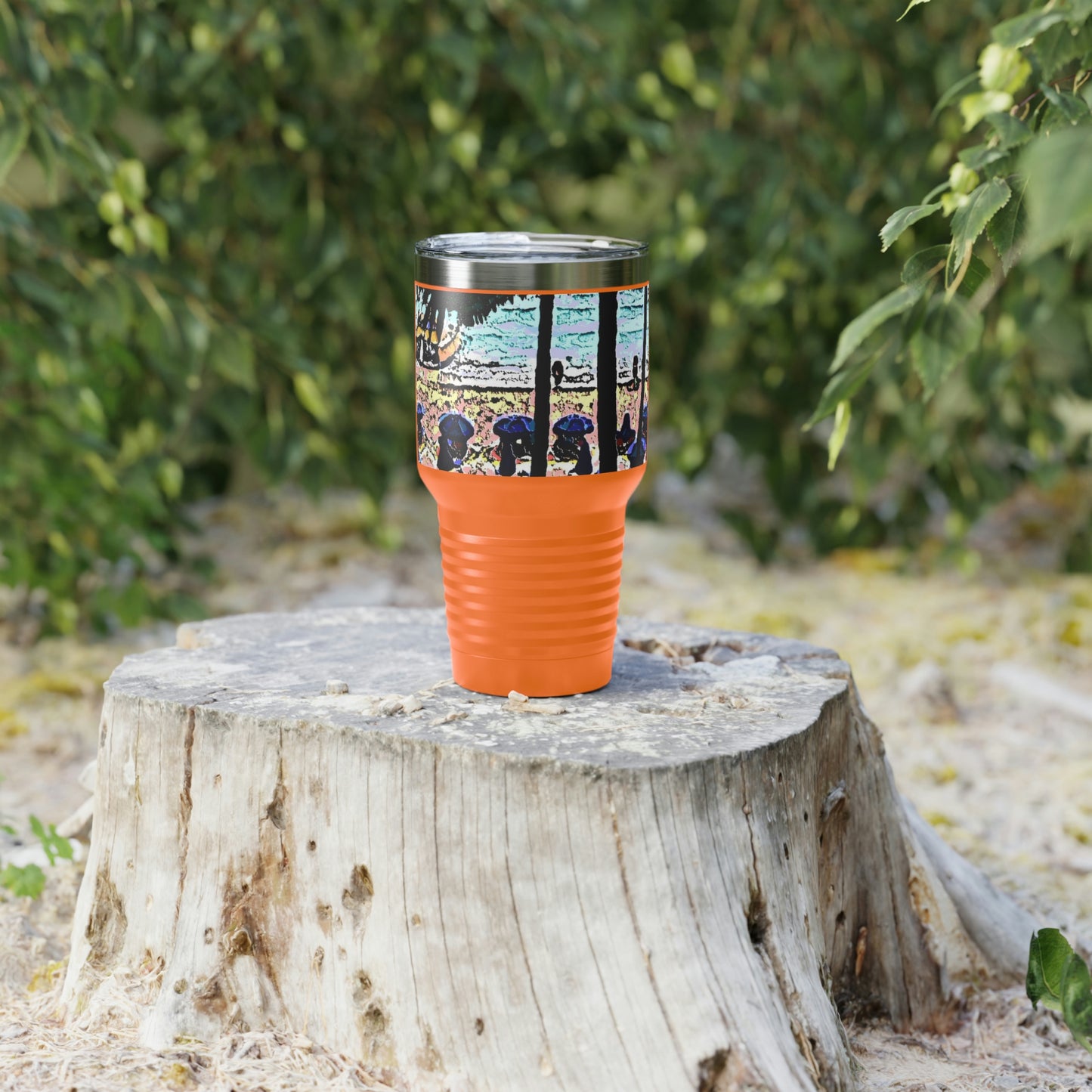 Ringneck Tumbler, 30oz ... "A Beautiful Beach Amongst The Palms" ... The Outrigger Waikiki, Honolulu, Oahu ... Original Works ...