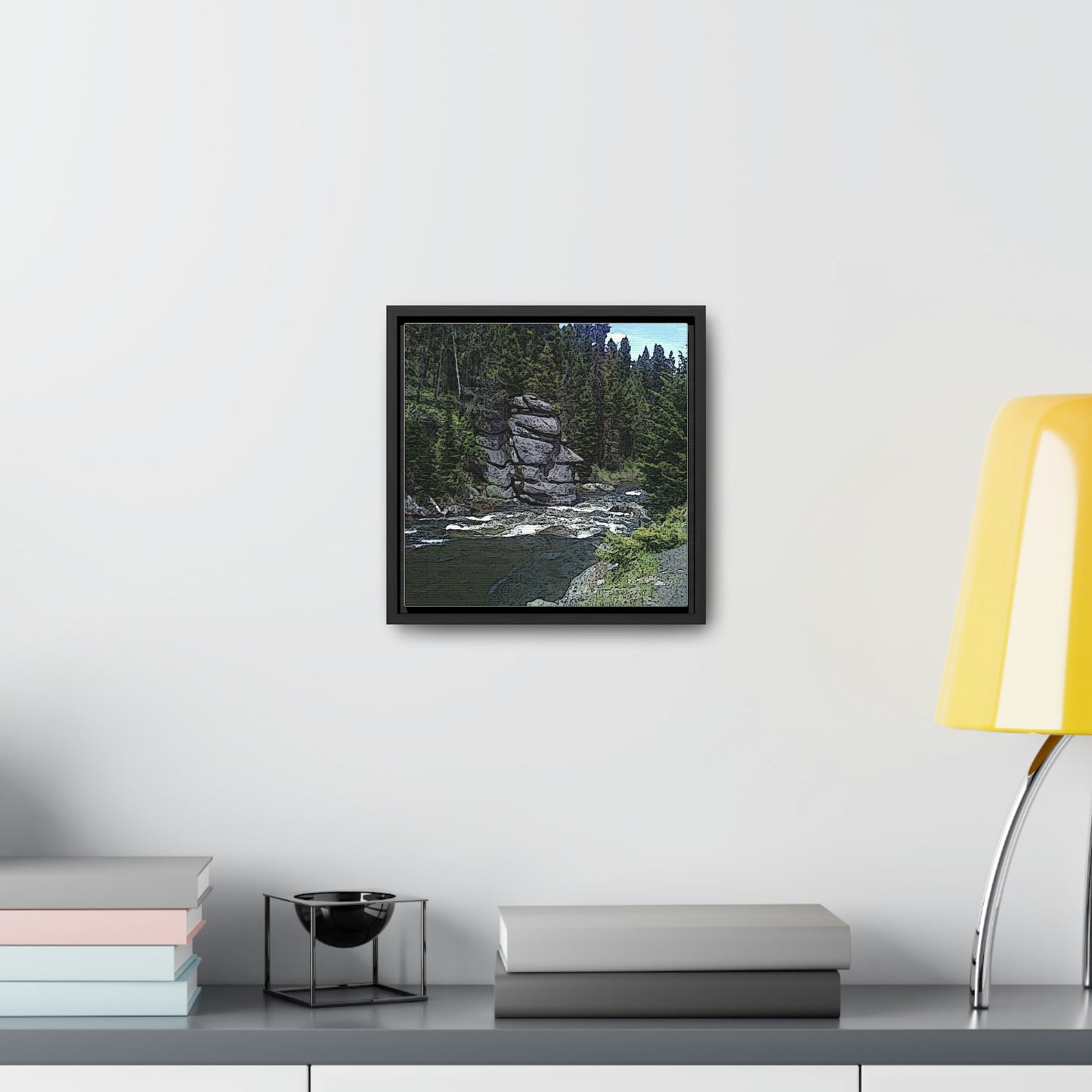 Gallery Canvas Wraps, Square Frame ...  "I Am Innocent" ... Tricky-Dick Immortalized ... Nixon Rock: Along The River ... Central Idaho, Summer 2020 ... Original Works ...
