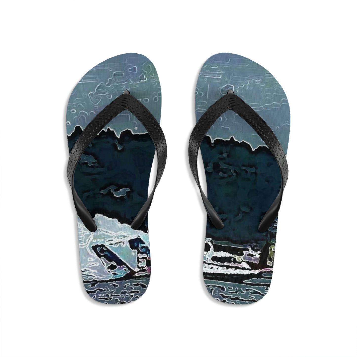 Unisex Flip-Flops ...  Seattle Columbia Cup On Lake Washington ... "Dave Wilcox Heads For The Win" ... Associate Gift-Photo ... Original Works ...