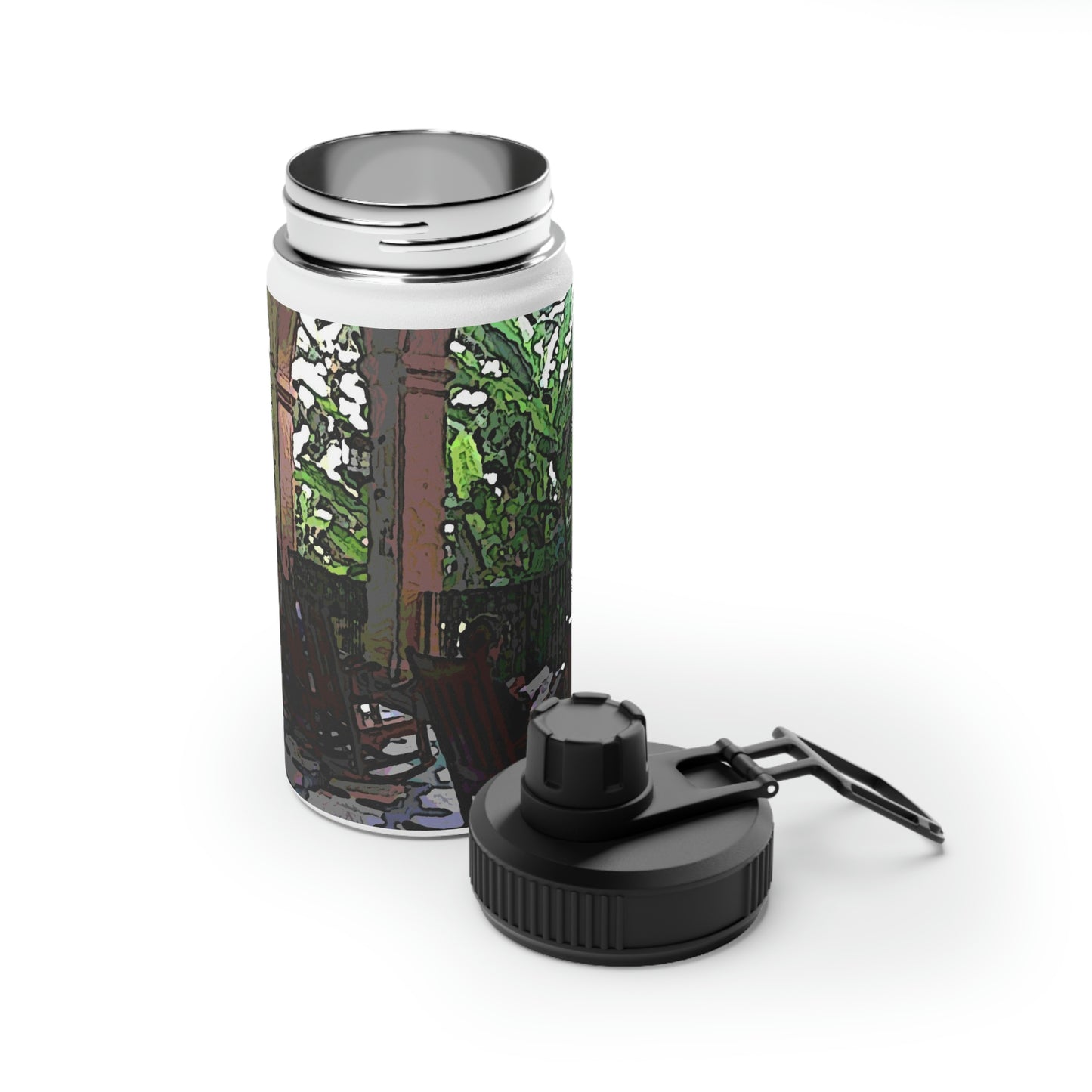 Stainless Steel Water Bottle, Sports Lid ... Lanai & Rocking Chairs At: 'The Pink Palace' ... The Royal Hawai'ian ... Honolulu, HI ... '27Oct2014' ... Original Works ...