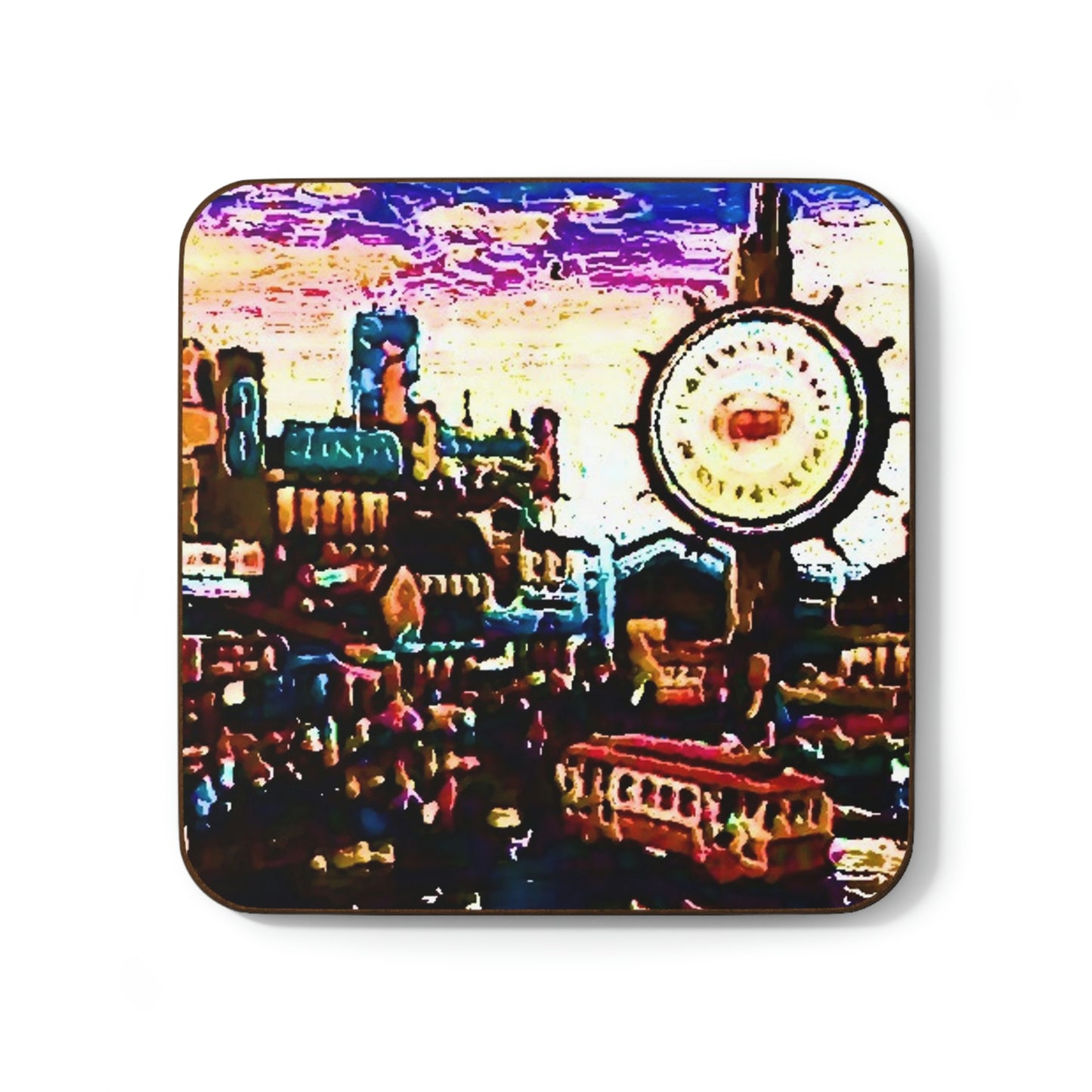Hardboard Back Coaster ...  "No.9 Fishermen's Grotto - Fishermen's Wharf, SF, California" ... Family Archives: 1970's ... Original Works ...