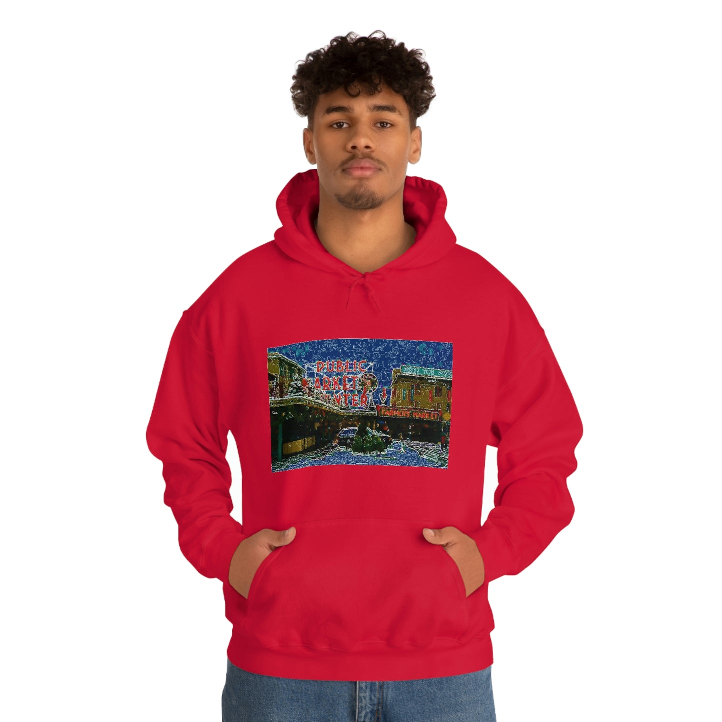 Unisex Heavy Blend™ Hooded Sweatshirt ... Pike Place Market: 'The Public Market', Seattle, Washington. Circa Fall 2013 ...