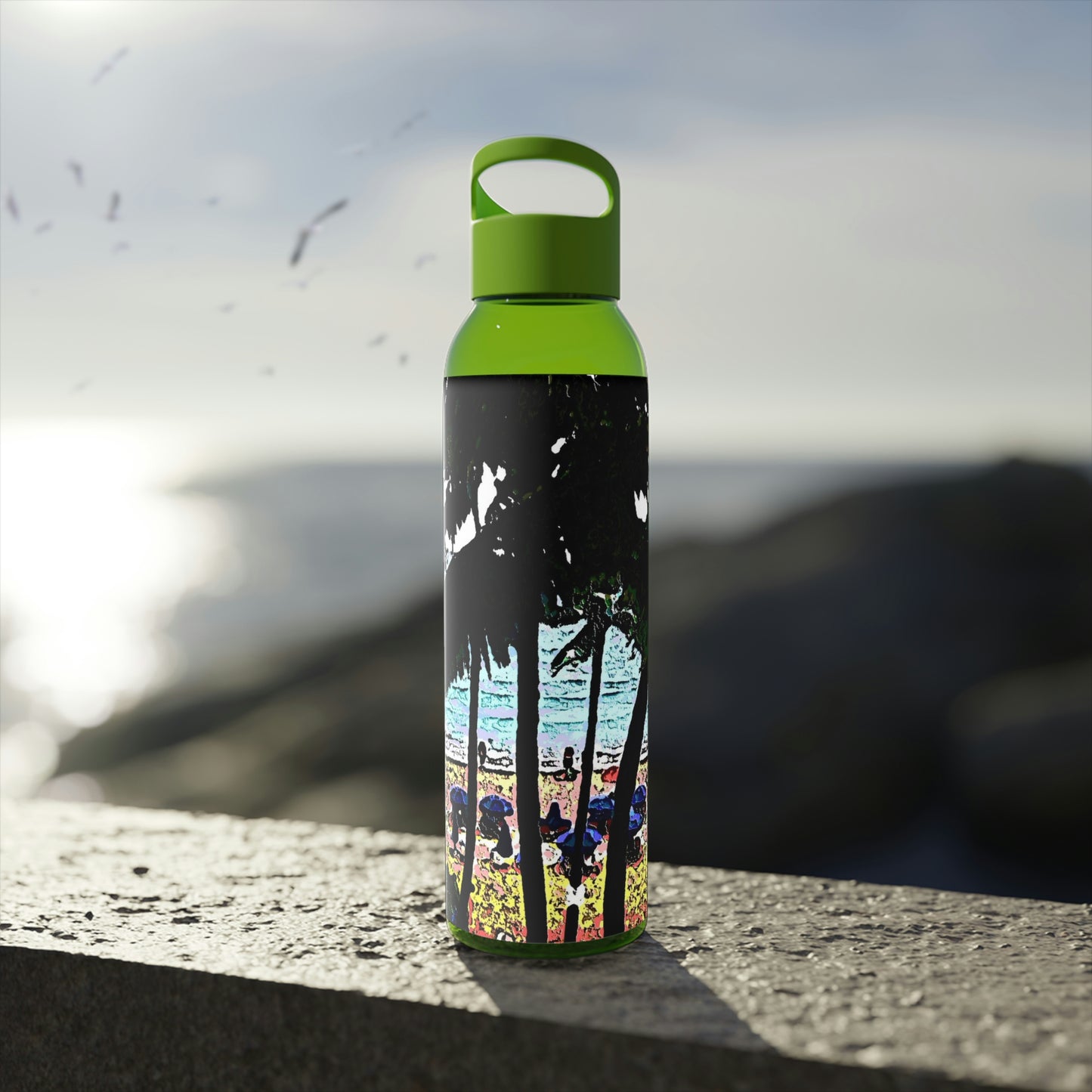 Sky Water Bottle ... "A Beautiful Beach Amongst The Palms" ... The Outrigger Waikiki, Honolulu, Oahu ... Original Works ...