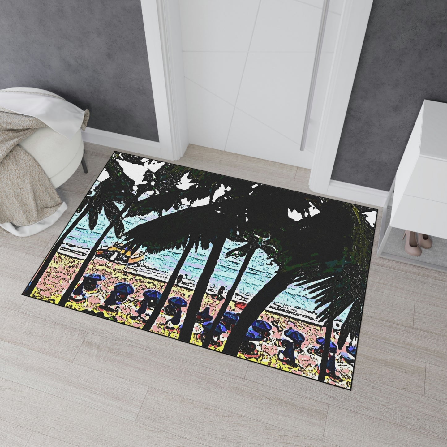Heavy Duty Floor Mat ... "A Beautiful Beach Amongst The Palms" ... The Outrigger Waikiki, Honolulu, Oahu ... Original Works ...