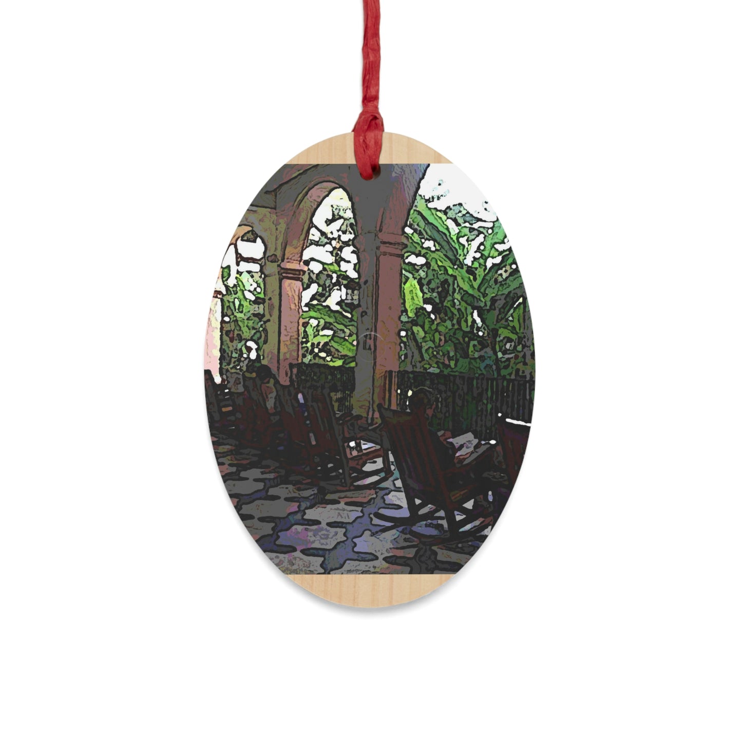 Wooden Ornaments ...  Lanai & Rocking Chairs At: 'The Pink Palace' ... The Royal Hawai'ian ... Honolulu, HI ... '27Oct2014' ... Original Works ...