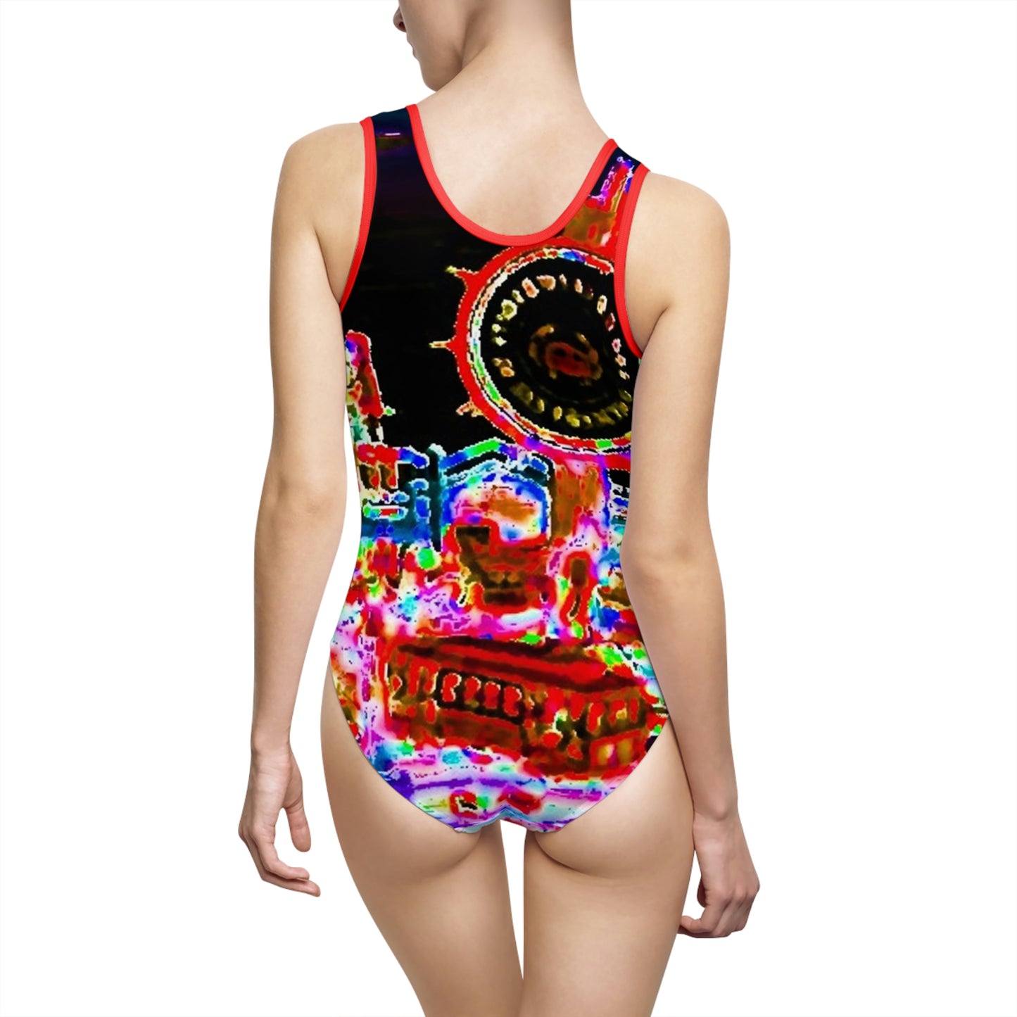Women's Classic One-Piece Swimsuit ... "No.9 Fishermen's Grotto - Fishermen's Wharf, SF, California" ... Family Archives: 1970's ... Original Works ...
