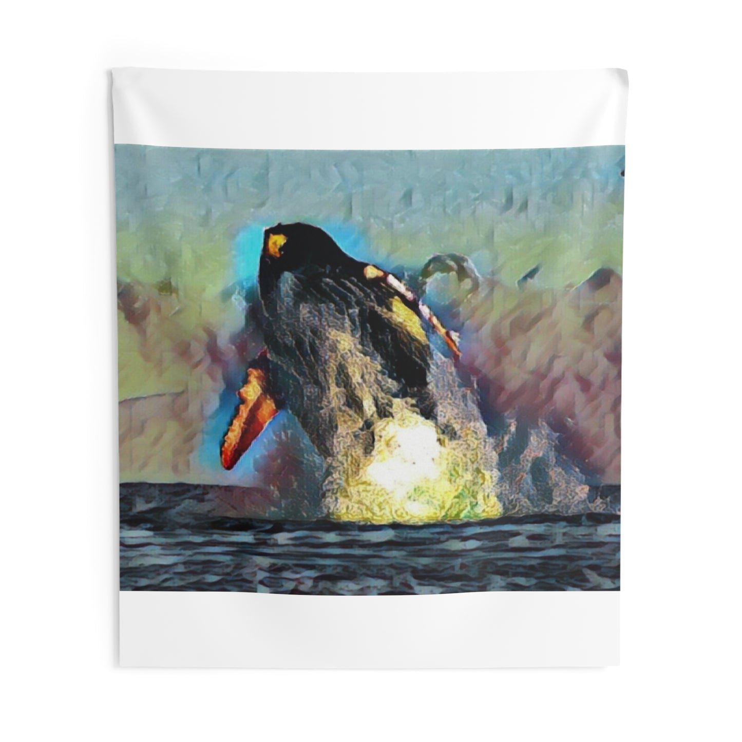 Indoor Wall Tapestries ... An Extraordinary Humpback Breach ... 'With Explosive Energy' ... Family Archives (KPH) ... Circa: 21st Century. Maui, HI ... Original Works ...