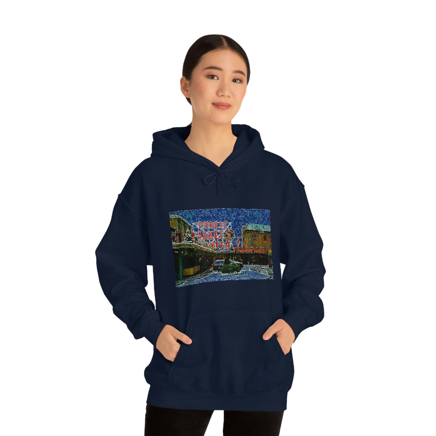Unisex Heavy Blend™ Hooded Sweatshirt ... Pike Place Market: 'The Public Market', Seattle, Washington. Circa Fall 2013 ...