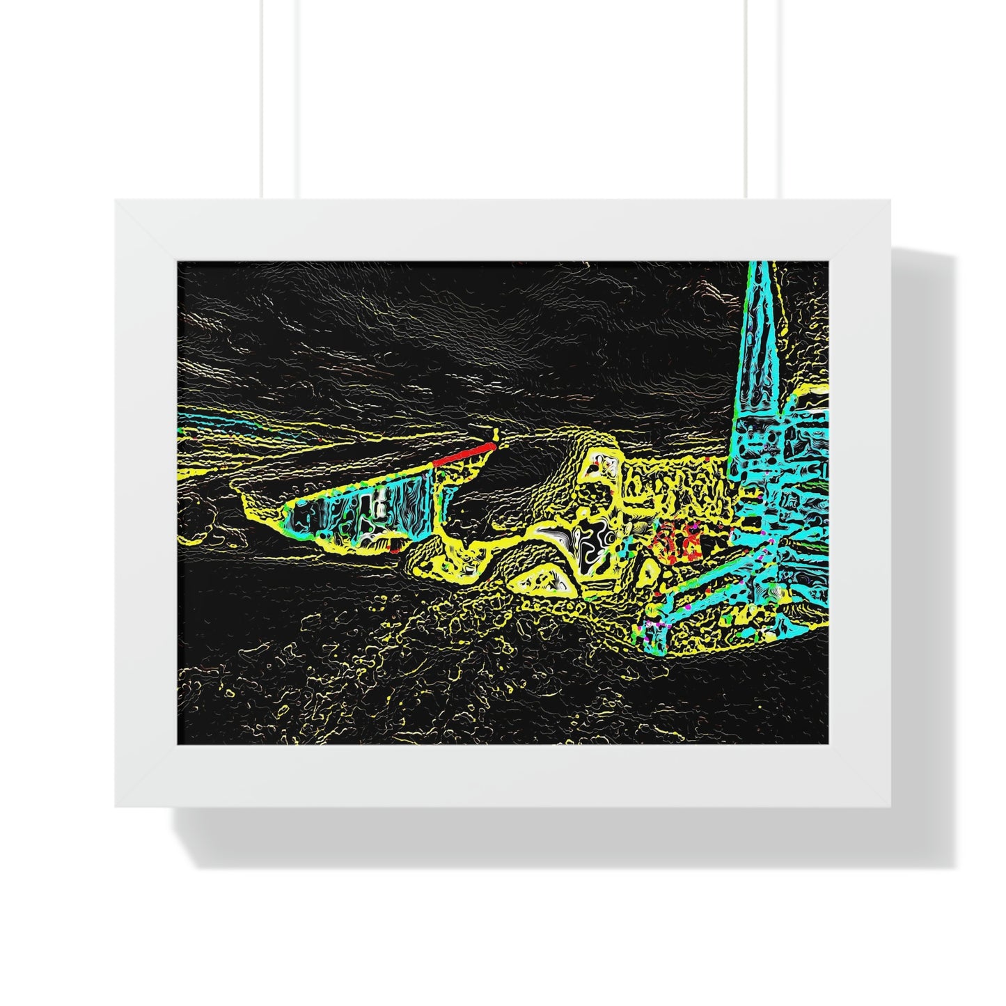 Framed Horizontal Poster ... "Snow Vehicle In Snow Storm At-Rest" ... Circa 12Mar23 ... Central Idaho ... 18-Hours Rendering Time: Original Works ...