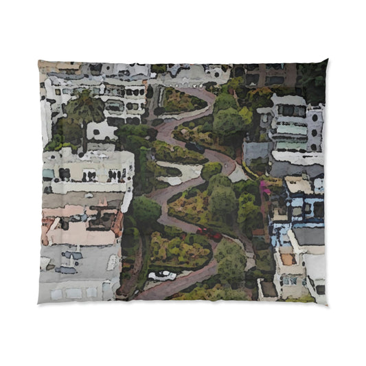 Comforter ... A Crazy Street ... 'Eight Winding Curve-Switchbacks' ... "Lombard Street, San Francisco, CA' ... Family Archives: 1970's ... Original Works ...