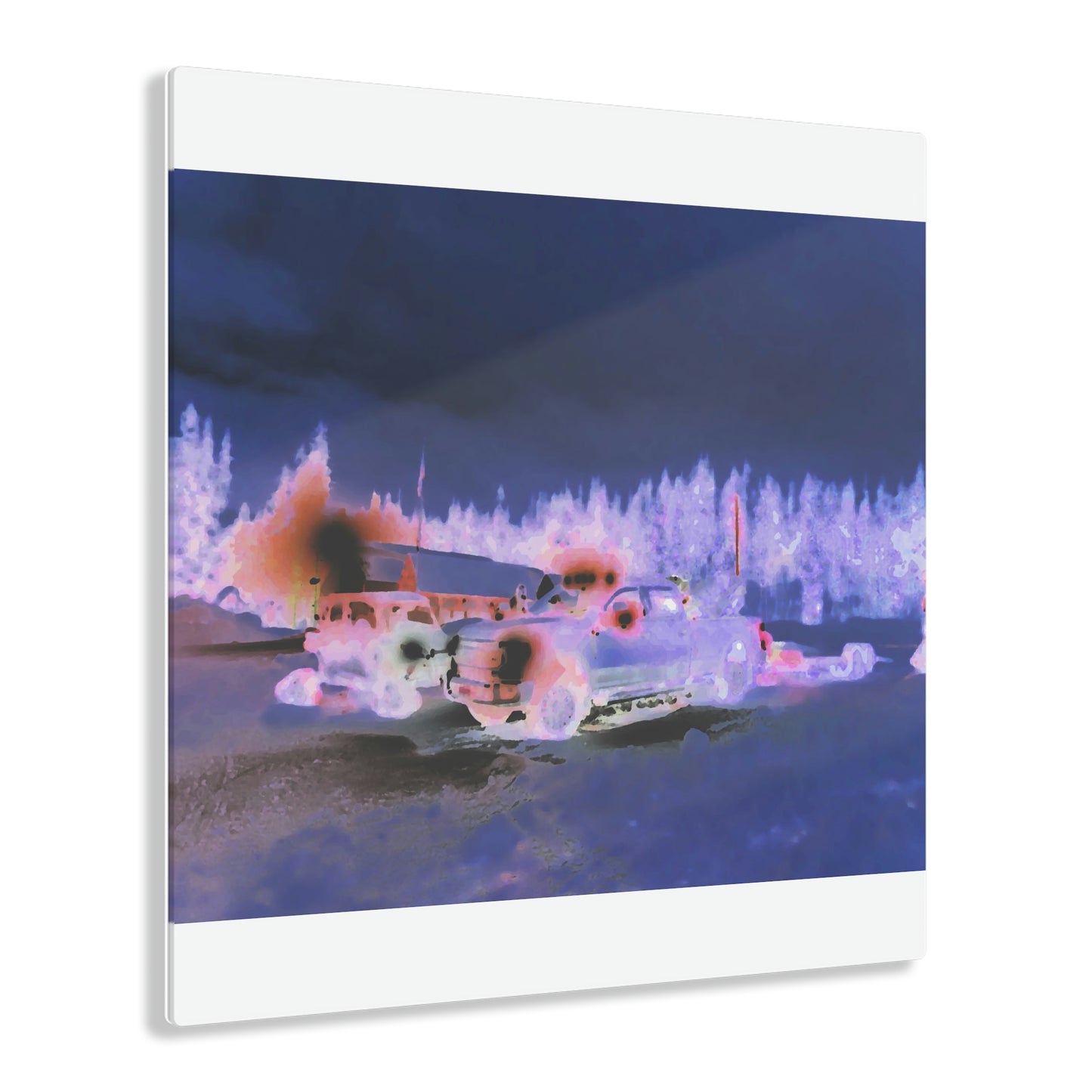 Acrylic Prints ... "Two Vehicles Converge On A Very Early, Cold, Snowy Morning ... Downtown Dixie, Idaho" ... Circa 4Jan23 ... Original Works ...