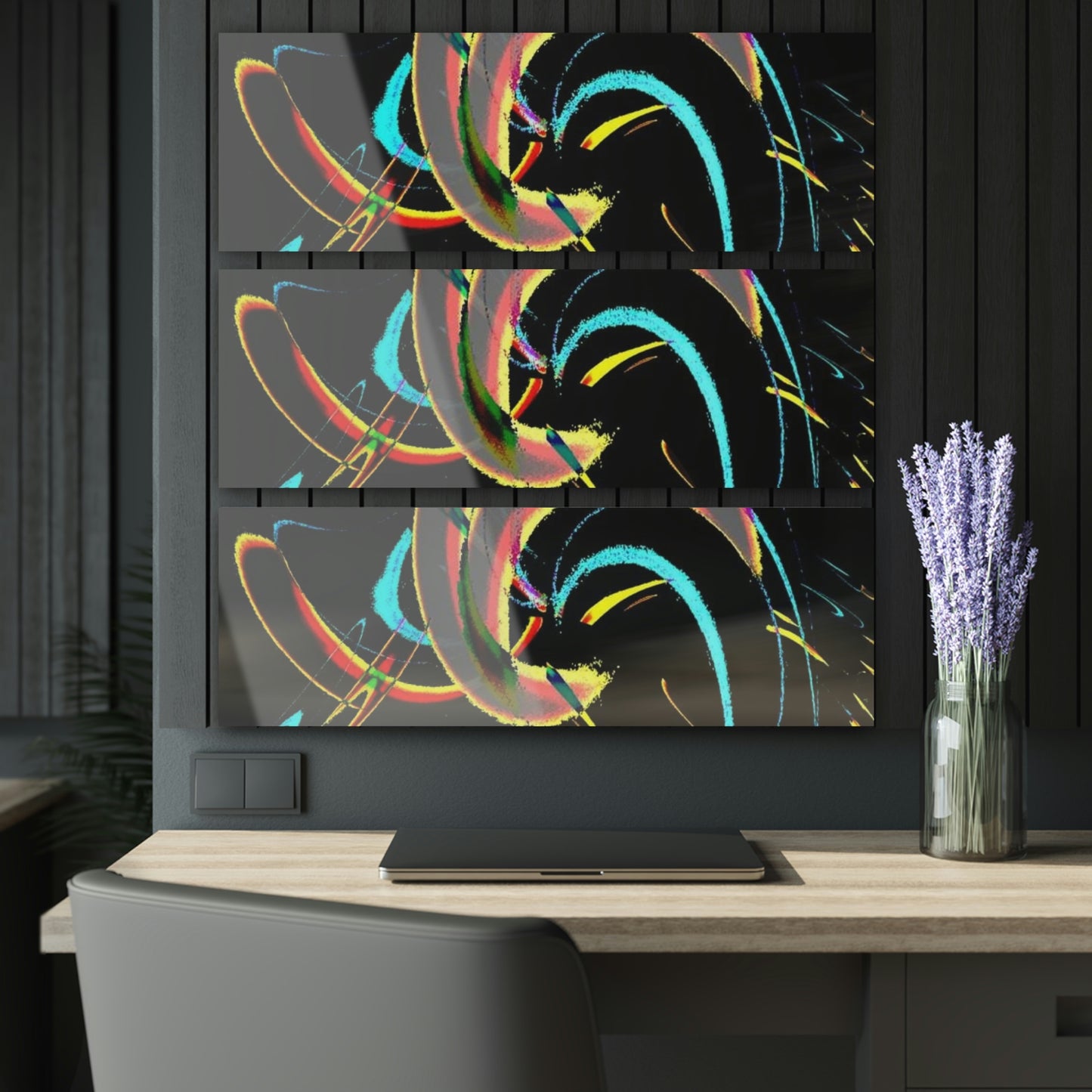 Acrylic Prints (Triptych) ... "Waning Moon" ... Central Idaho ... October 2022 ... Rendering Time: 22 Hours ... Original Works ...