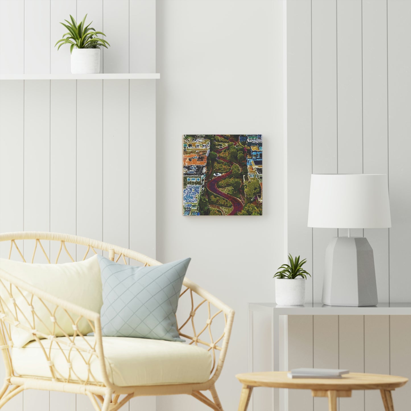 Wood Canvas ... A Crazy Street ... 'Eight Winding Curve-Switchbacks' ... "Lombard Street, San Francisco, CA' ... Family Archives: 1970's ... Original Works ...
