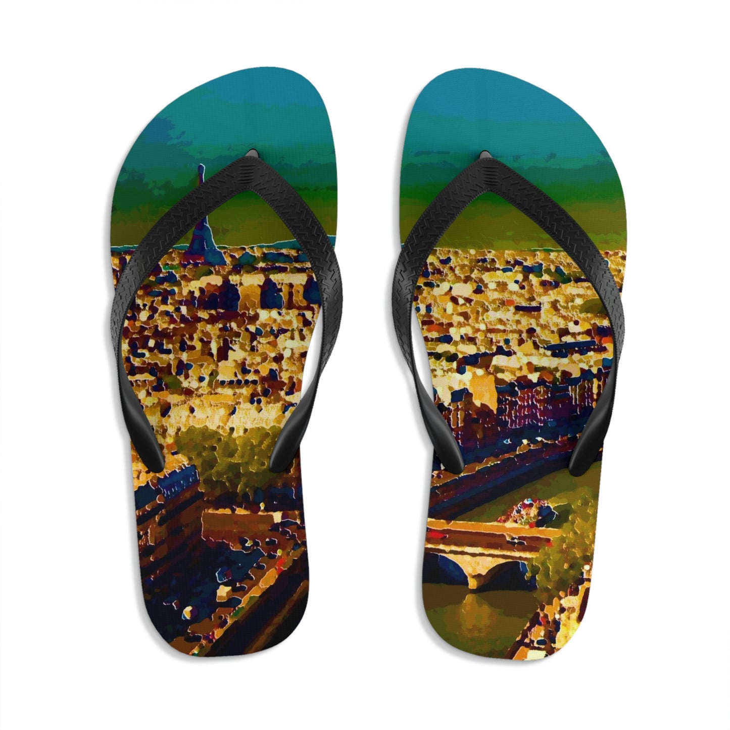 Unisex Flip-Flops ... Au Paris ... "Along The River Seine" ... Barbara Joan Bonnel-Holt: 1972 ... Original Works ...