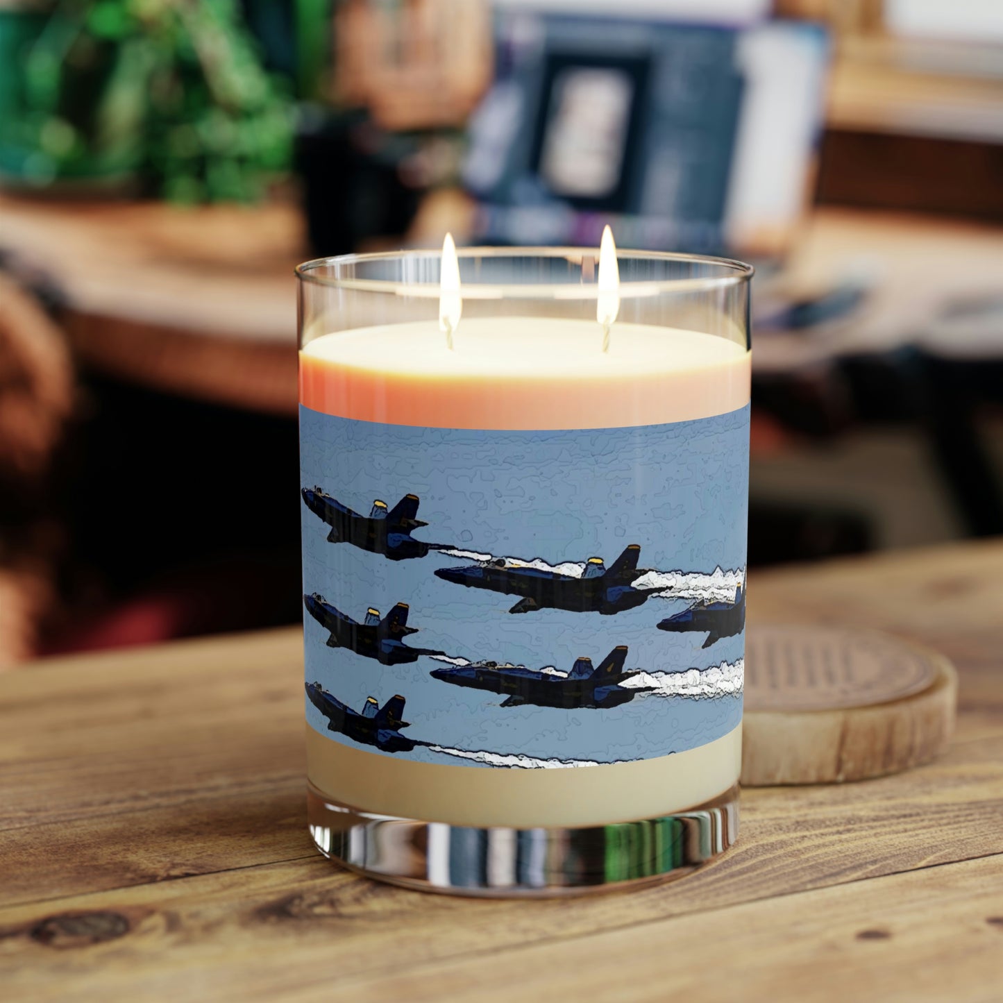 Scented Candle - Full Glass, 11oz ...  Seattle Seafair ..."Blue Angels Run Over Lake Washington" ... Circa Mid 1980's ... Dr FJ Holt ... Original Works ...