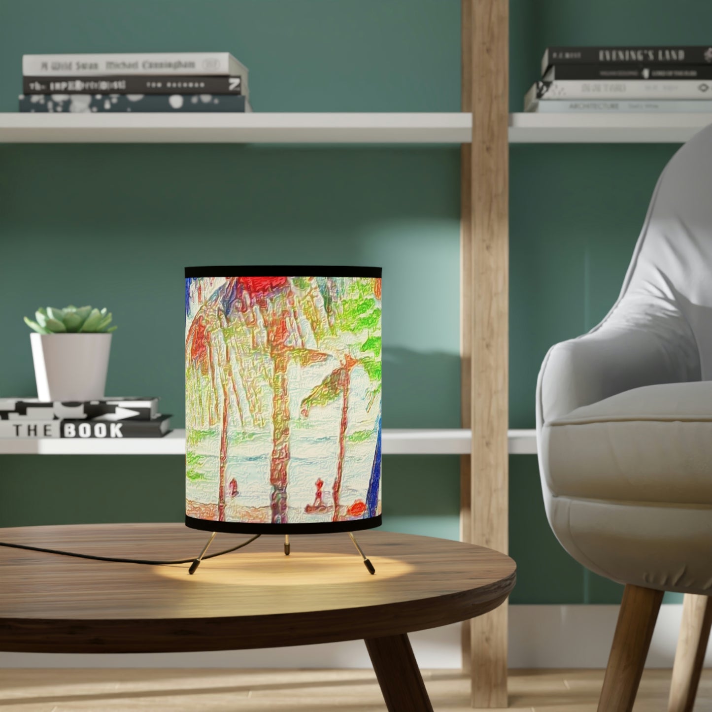 Tripod Lamp with High-Res Printed Shade, US\CA plug ... "The Royal Hawai'ian: Waikiki Beach_Beach" ... Honolulu, HI ... Ocotber 2014 (Halloween) ... Original Works ...