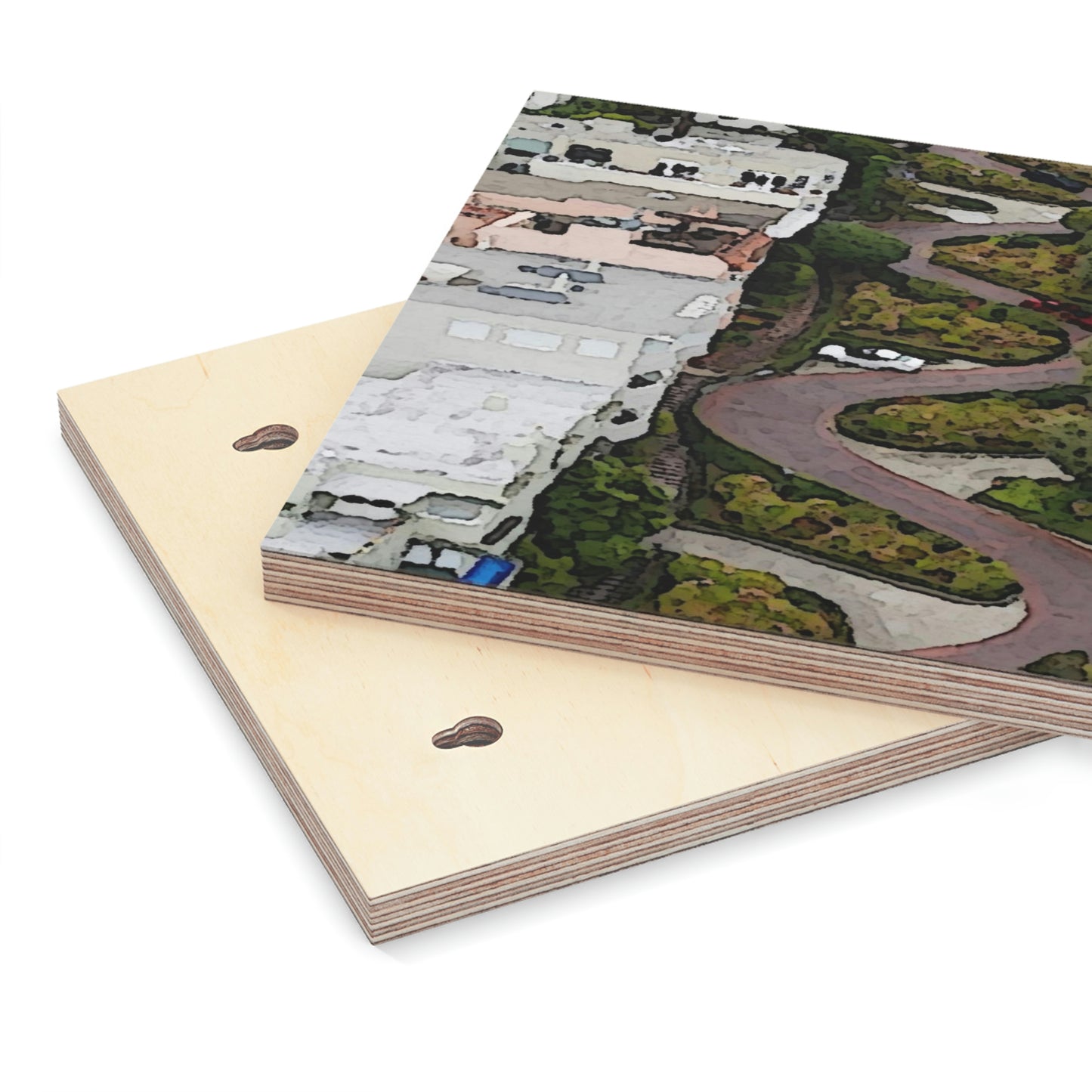 Wood Canvas ... A Crazy Street ... 'Eight Winding Curve-Switchbacks' ... "Lombard Street, San Francisco, CA' ... Family Archives: 1970's ... Original Works ...
