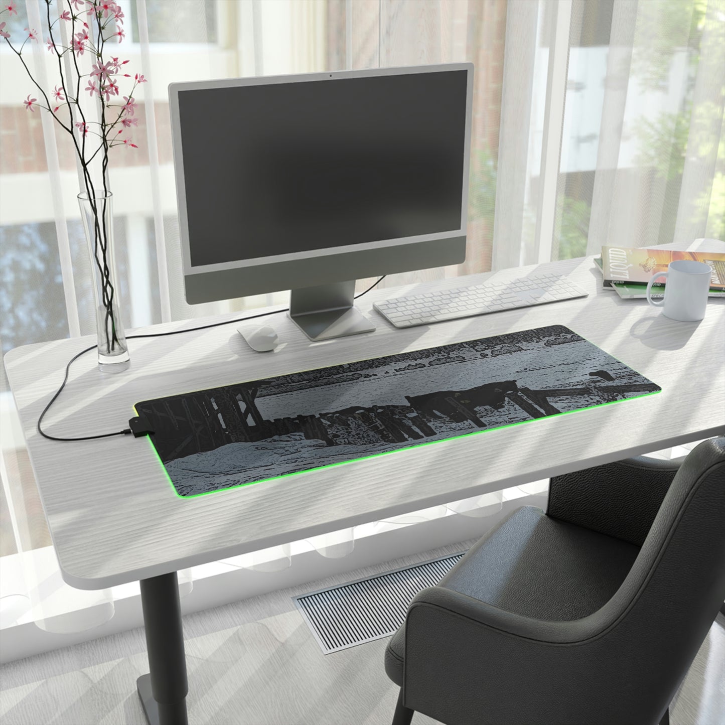 LED Gaming Mouse Pad ... A Quiet Morning ... "Along The Red River & Nature Preserve Plateau" ... Jan23 ... Original Works ...