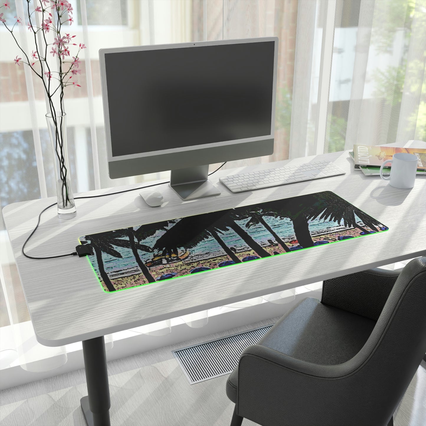 LED Gaming Mouse Pad ... "A Beautiful Beach Amongst The Palms" ... The Outrigger Waikiki, Honolulu, Oahu ... Original Works ...