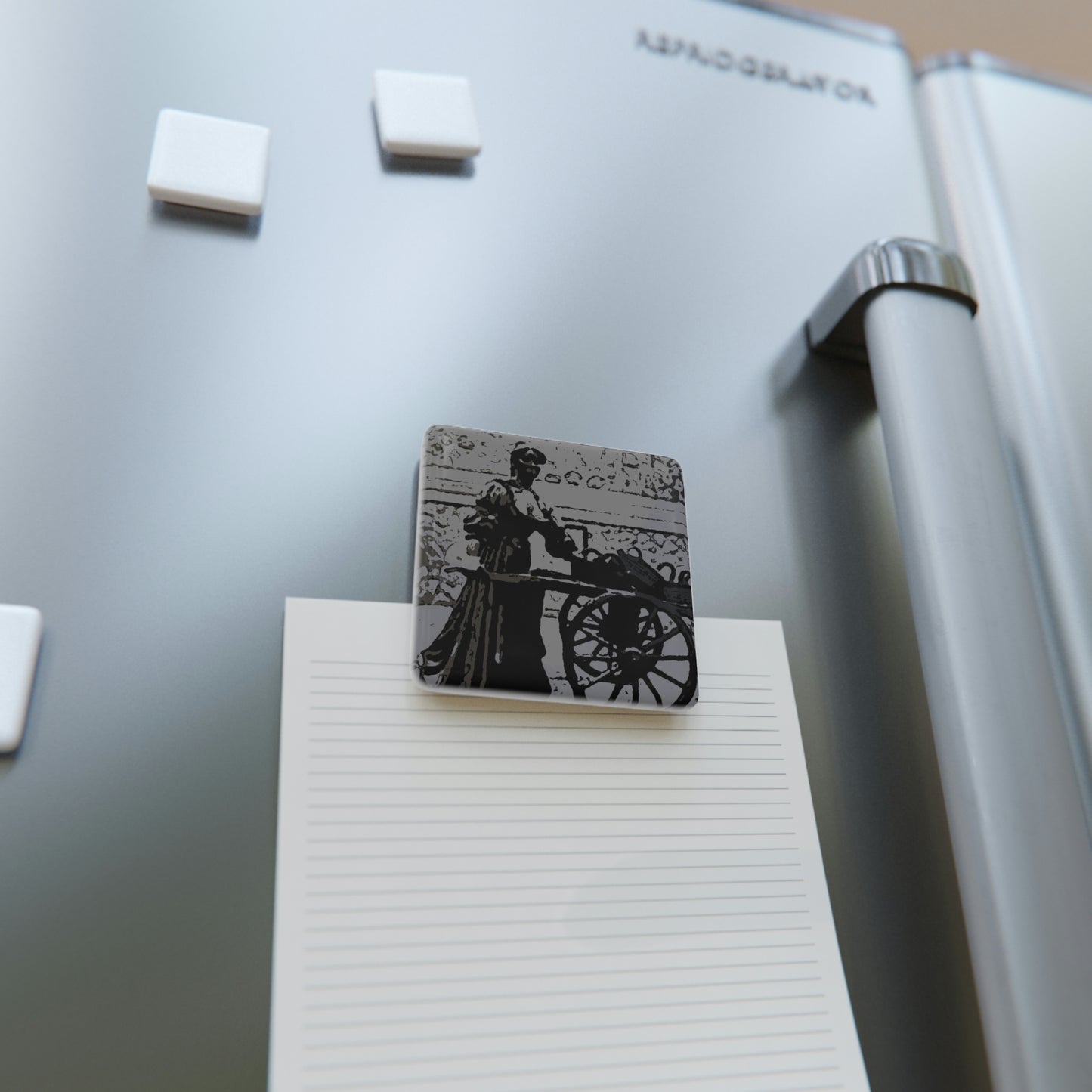 Porcelain Magnet, Square ... Dublin's "Molly Malone Along Grafton Street" ... Cryin' Cockels & Muscles Alive-Alive-Oh ... Circa 2003 ... Original Works ...