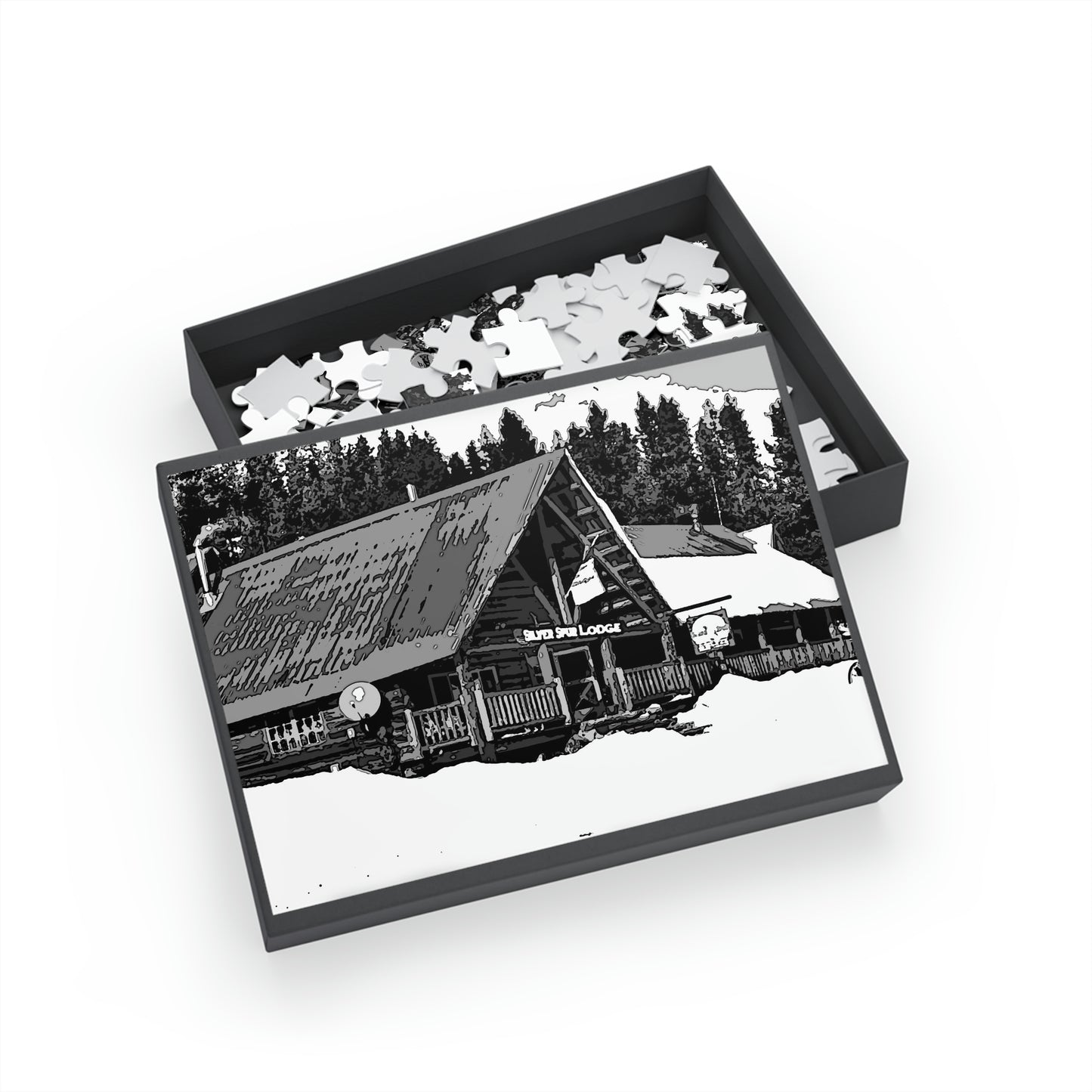 Puzzle (96, 252, 500, 1000-Piece) ... A Beautiful Lodge & Back-Country Outfitter In A Mountain Town ... 'Dixie, Idaho, November 2022' ... Original Works ...