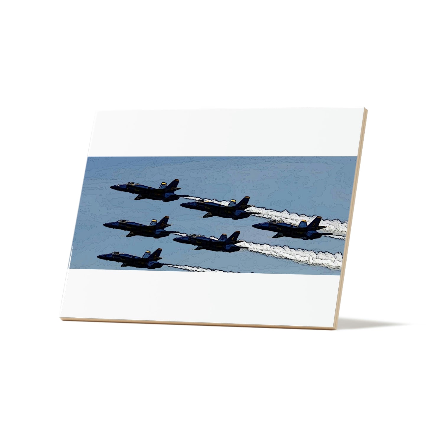 Ceramic Photo Tile ... Seattle Seafair ..."Blue Angels Run Over Lake Washington" ... Circa Mid 1980's ... Dr FJ Holt ... Original Works ...