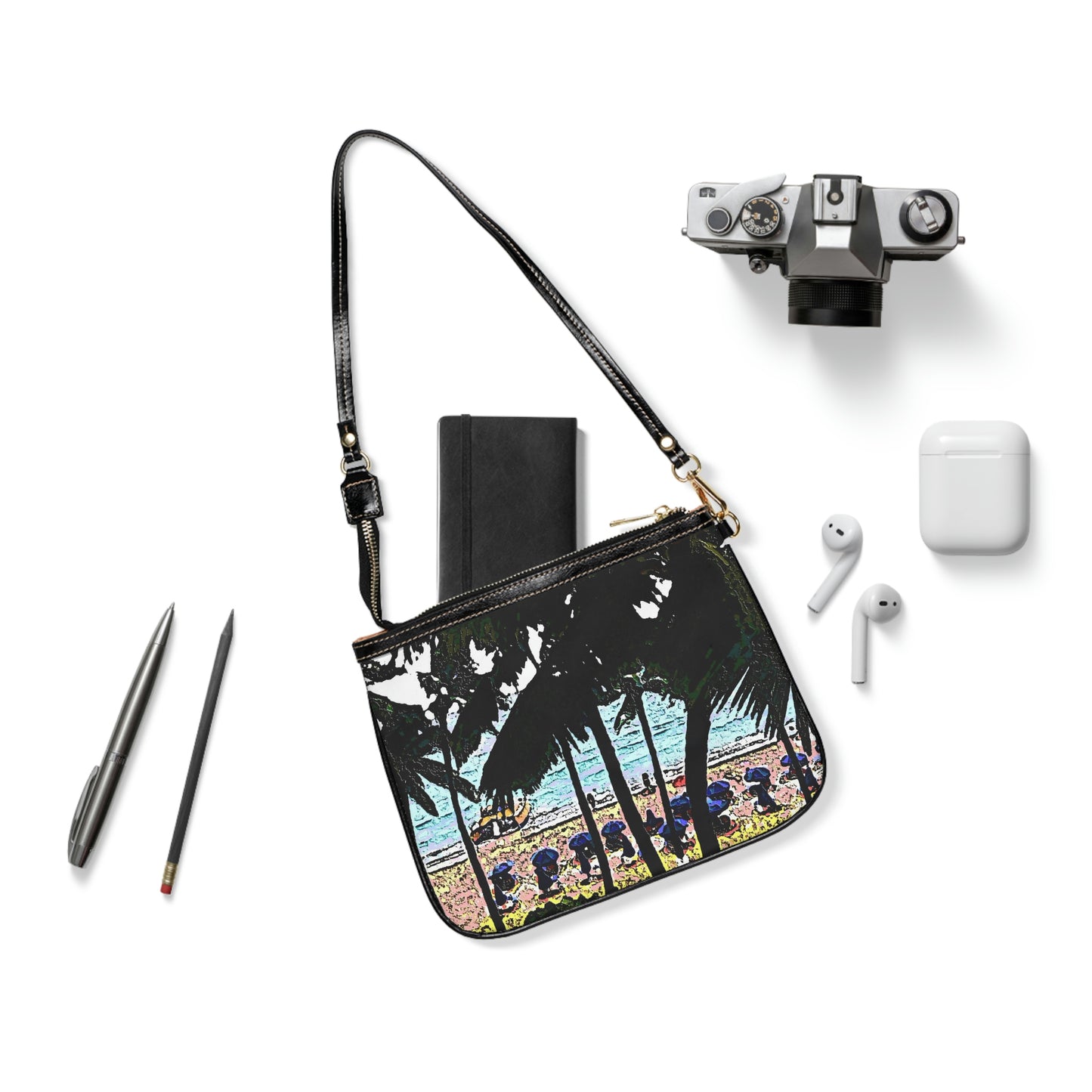 Small Shoulder Bag ... "A Beautiful Beach Amongst The Palms" ... The Outrigger Waikiki, Honolulu, Oahu ... Original Works ...