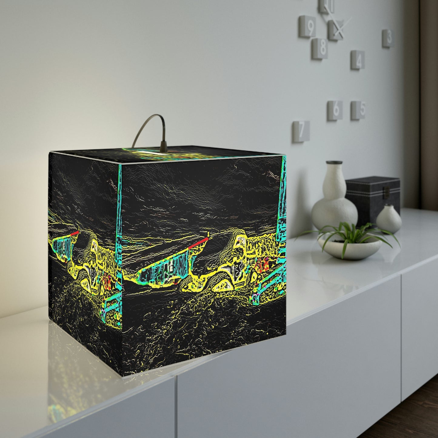 Light Cube Lamp ... "Snow Vehicle In Snow Storm At-Rest" ... Circa 12Mar23 ... Central Idaho ... 18-Hours Rendering Time: Original Works ...