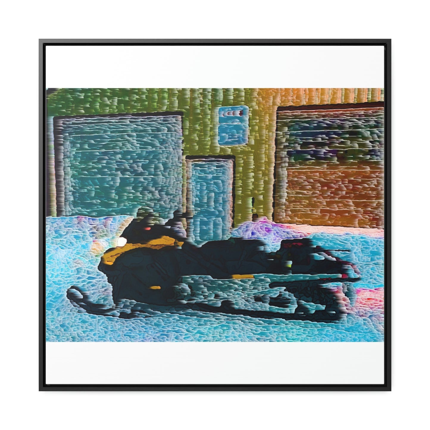 Gallery Canvas Wraps, Square Frame ... Snowmobile & Impressionalism ... 'Collecting Mail & Packages' .... Dixie, Idaho, USA ... Original Works: 10 Hours Rendering Time ...
